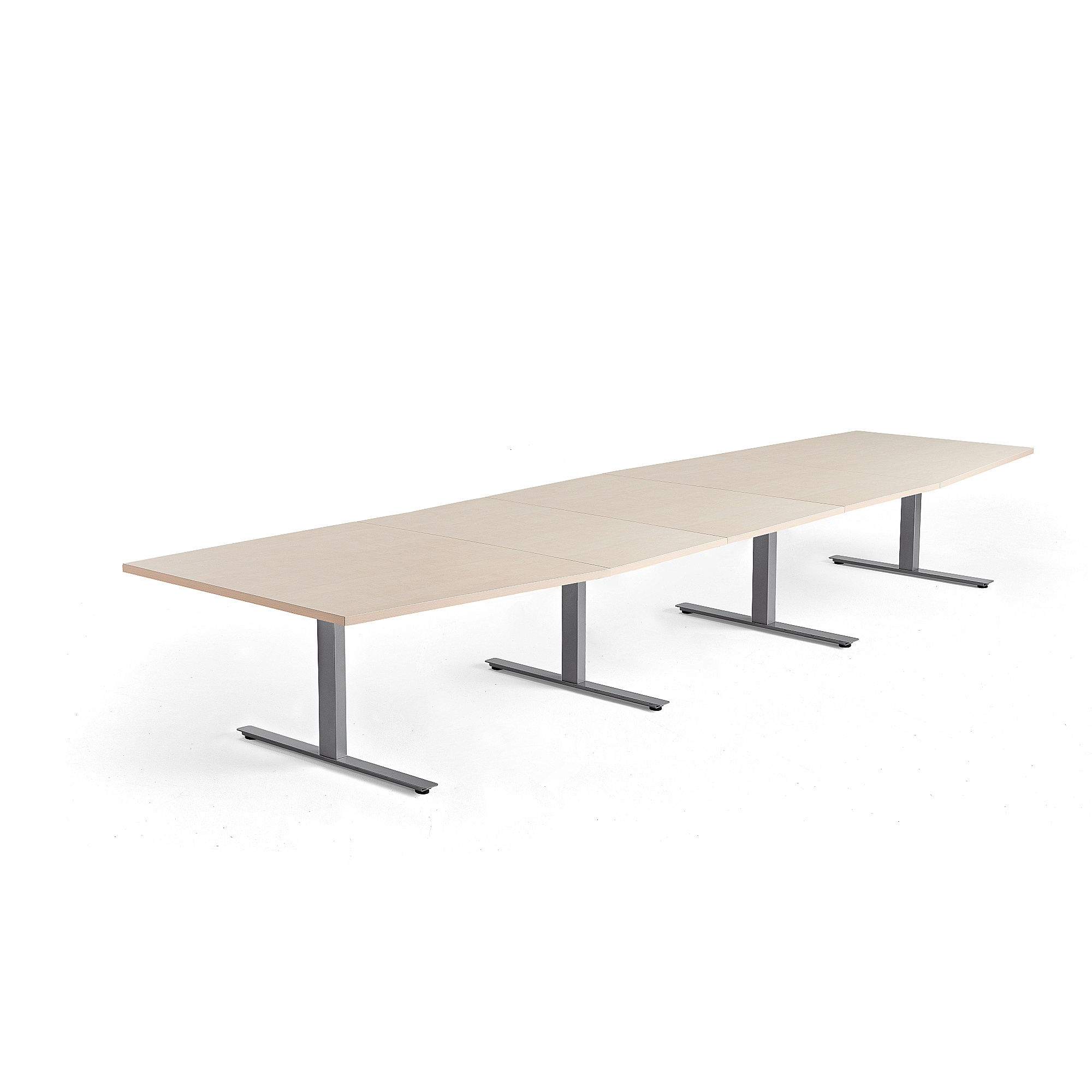Rokovací stôl MODULUS, 4800x1200 mm, T-rám, strieborná, breza