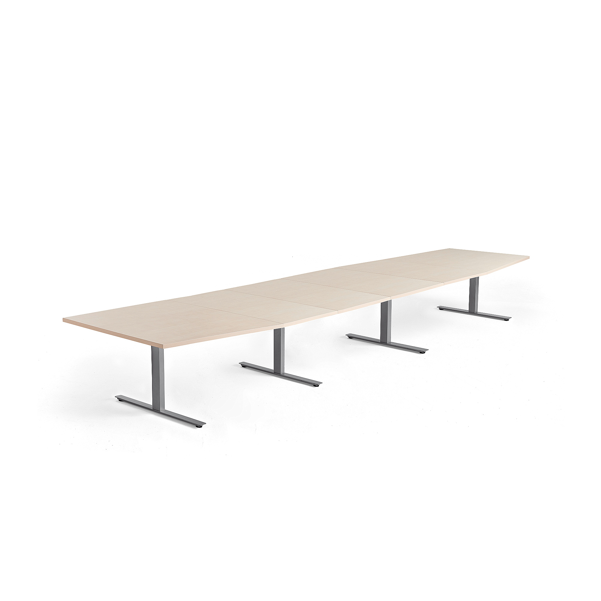 Rokovací stôl MODULUS, 5600x1200 mm, T-rám, strieborná, breza