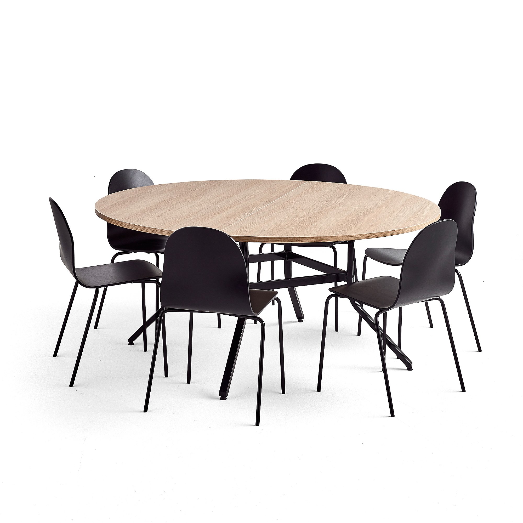 E-shop Zostava nábytku: 1 stôl Various + 6 čiernych stoličiek Gander