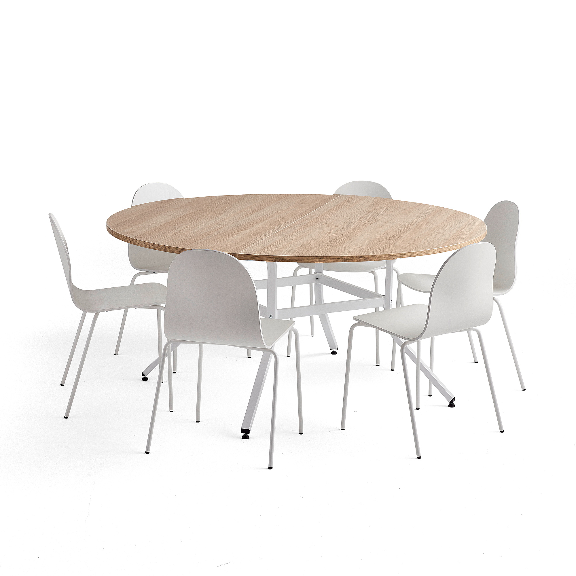 E-shop Zostava nábytku: 1 stôl Various + 6 bielych stoličiek Gander