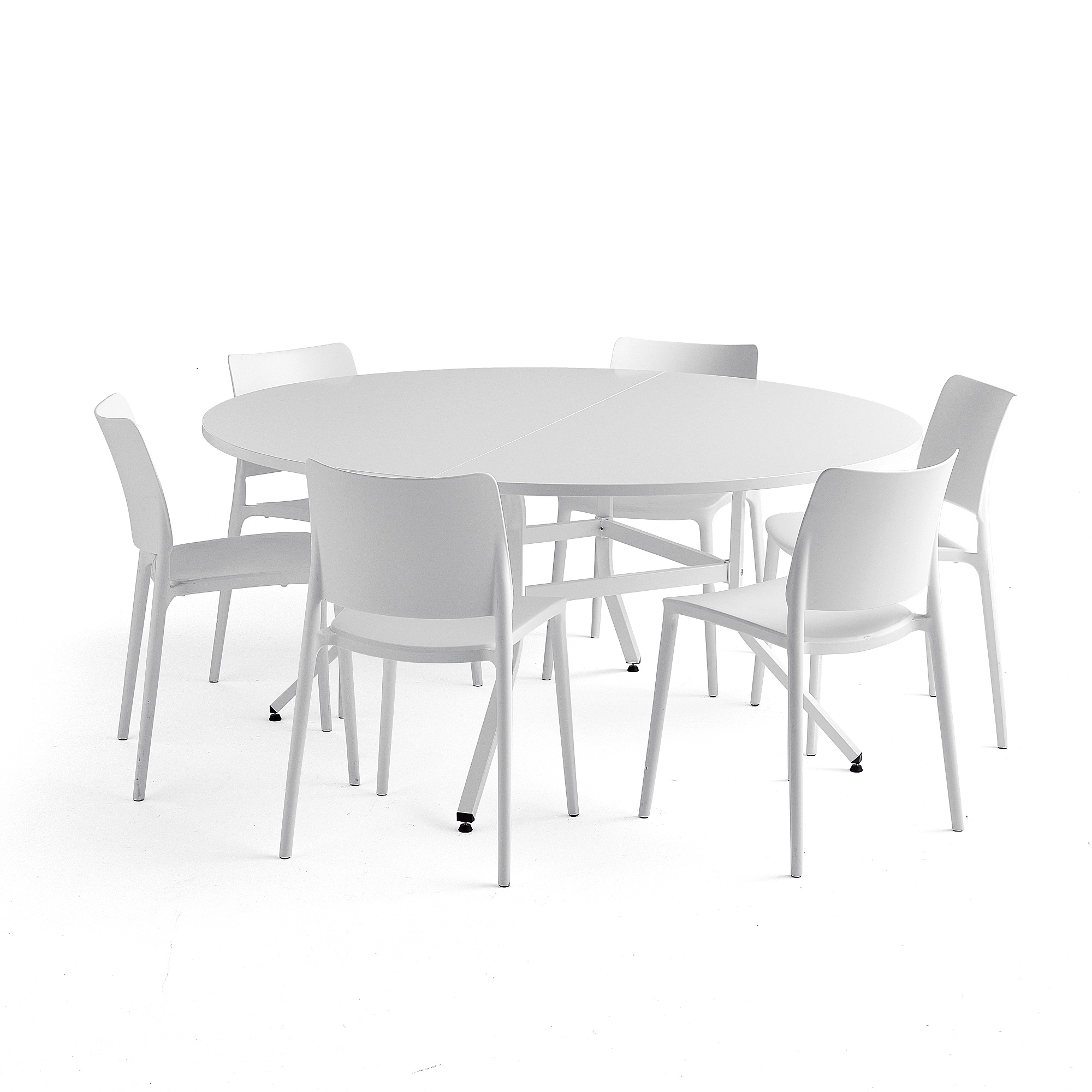 Levně Nábytková sestava Various + Rio, 1 stůl a 6 bílých židlí