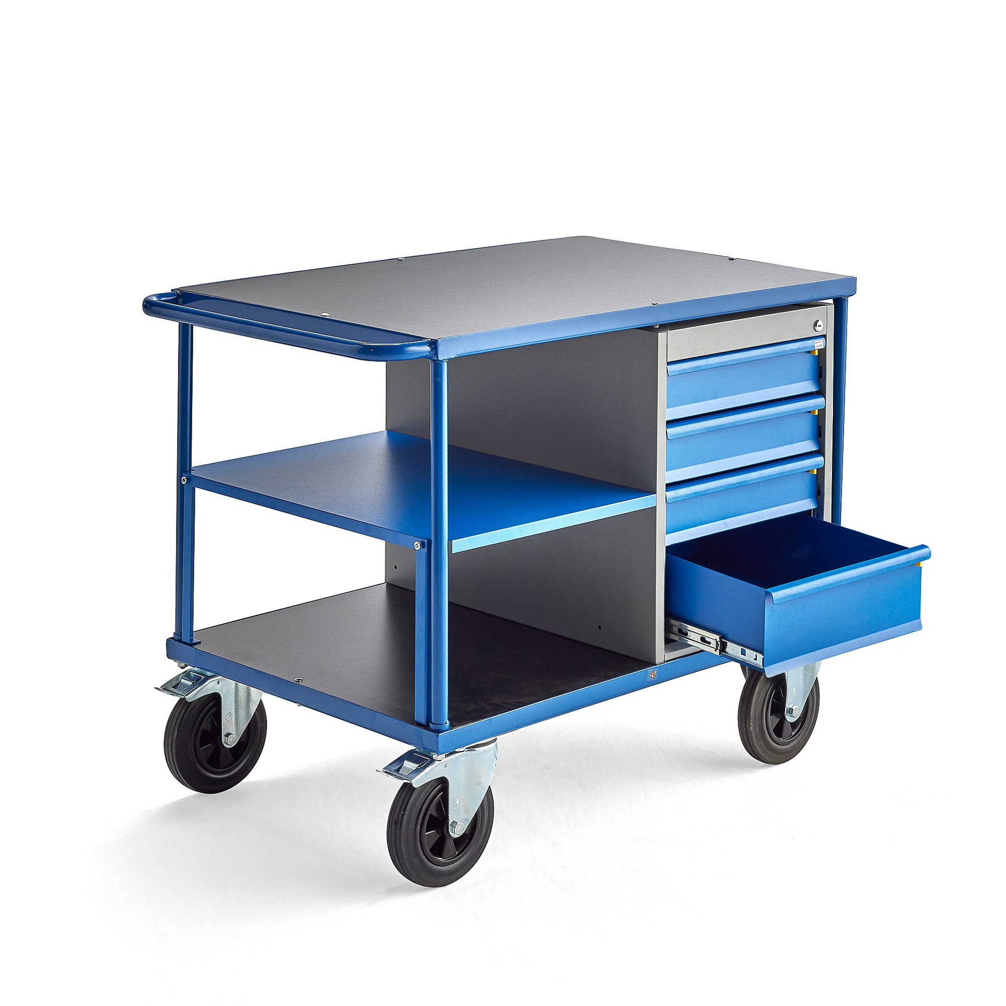 E-shop Dielenský vozík MOBILE, 1 zásuvková skrinka + 1 polica, 875x1000x700 mm
