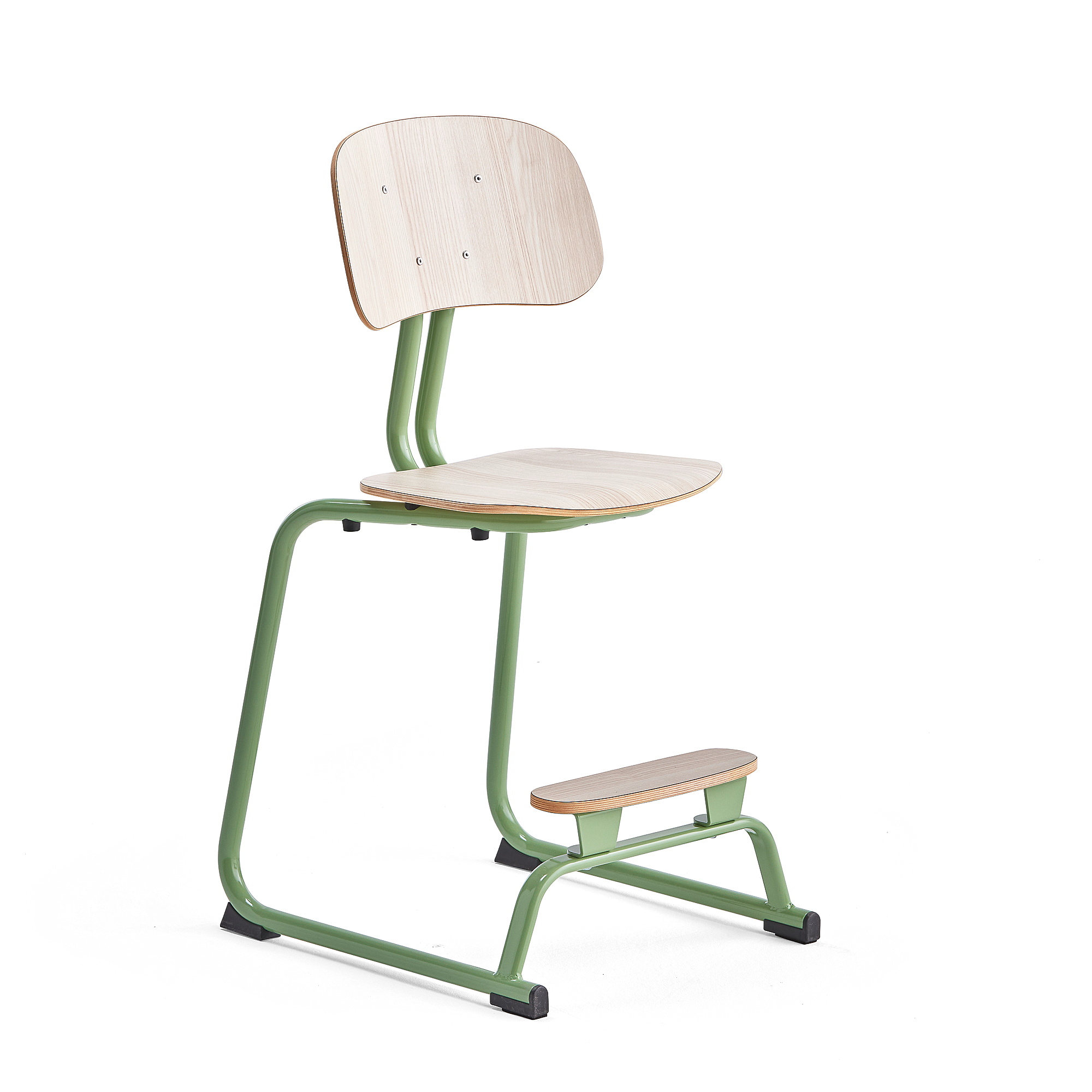 Školní židle YNGVE, ližinová podnož, výška 520 mm, zelená/jasan