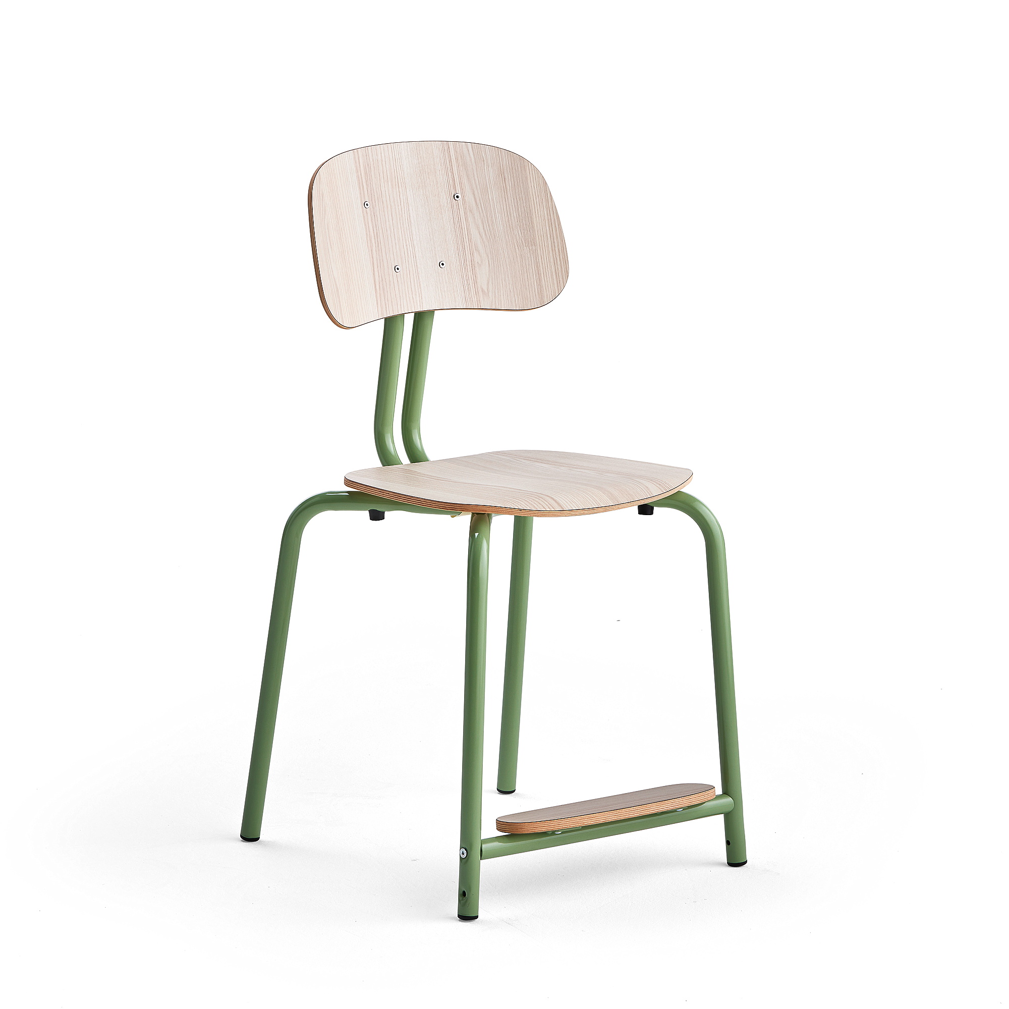 Školní židle YNGVE, 4 nohy, výška 500 mm, zelená/jasan