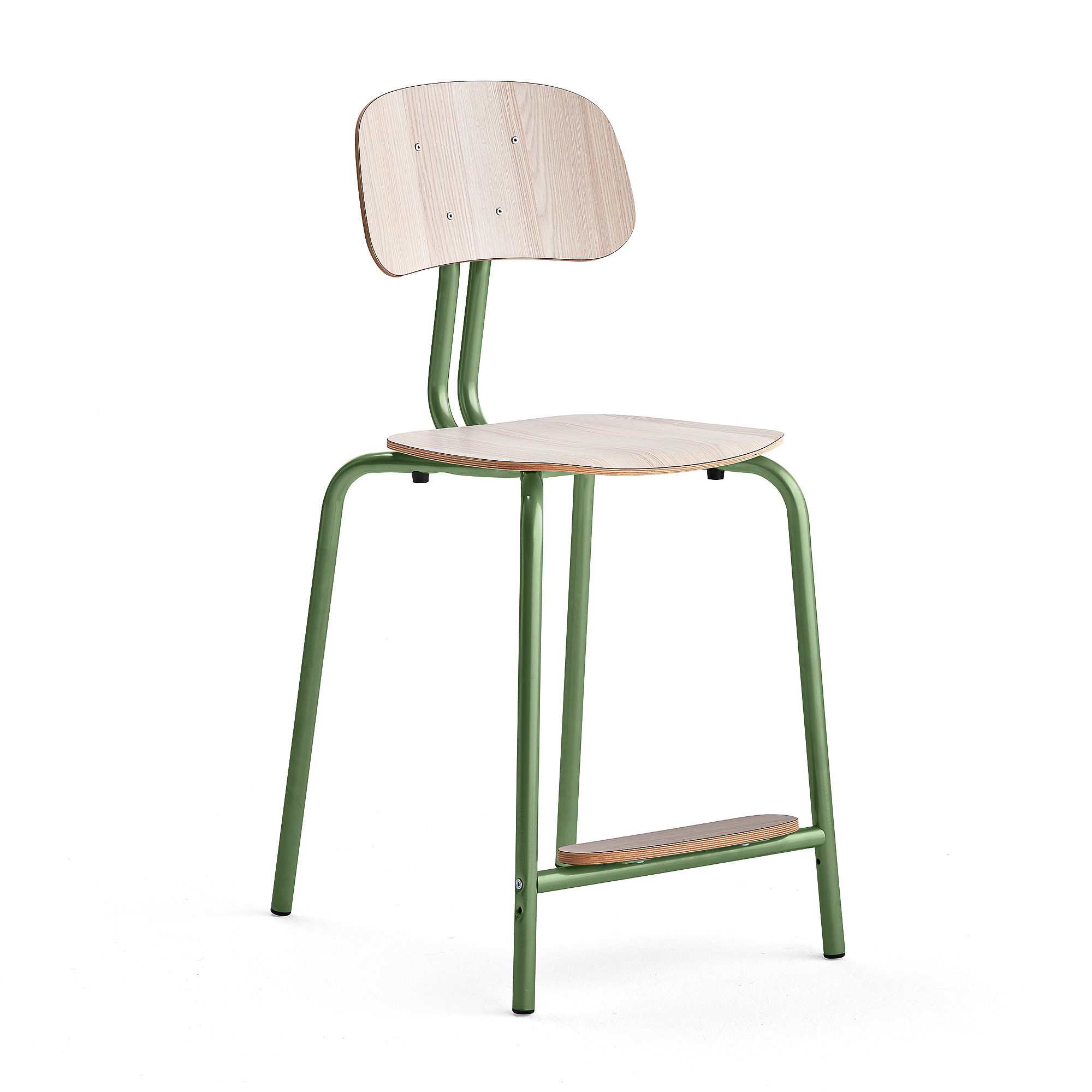 Školní židle YNGVE, 4 nohy, výška 610 mm, zelená/jasan