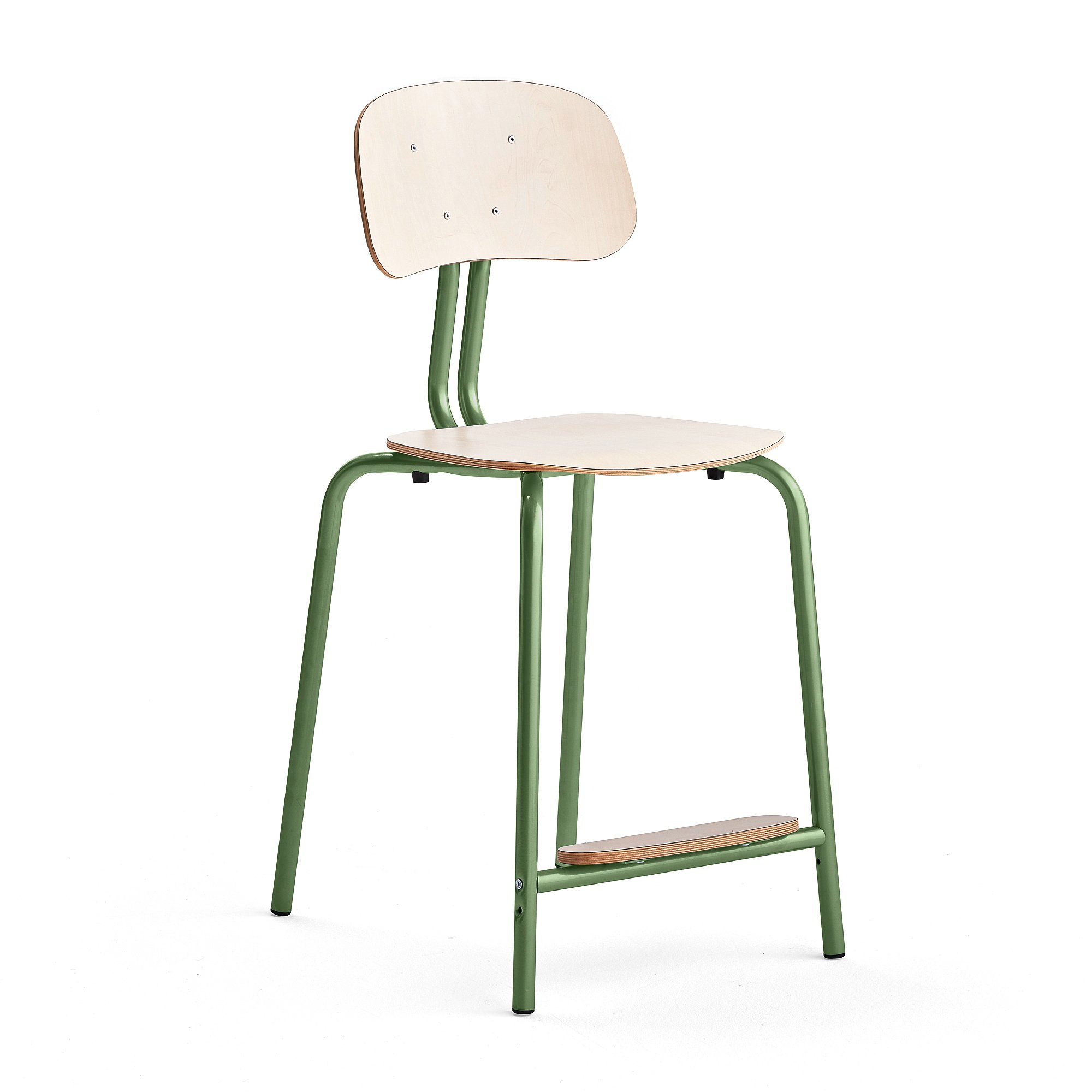Levně Školní židle YNGVE, 4 nohy, výška 610 mm, zelená/bříza