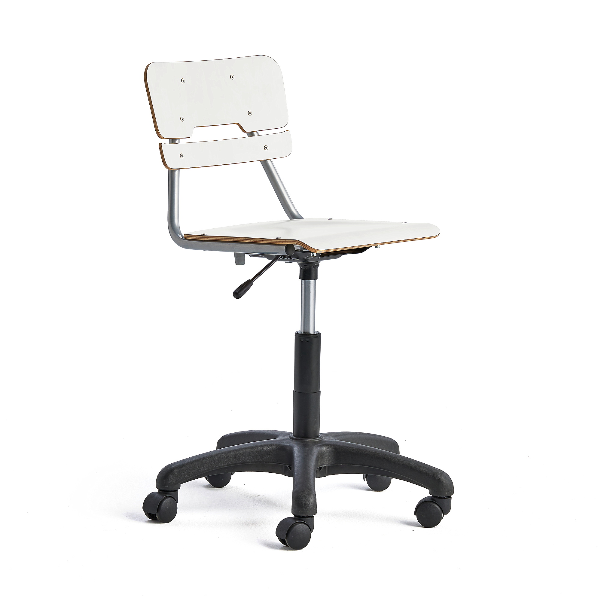Levně Otočná židle LEGERE, malý sedák, s kolečky, nastavitelná výška 430-550 mm, bílá