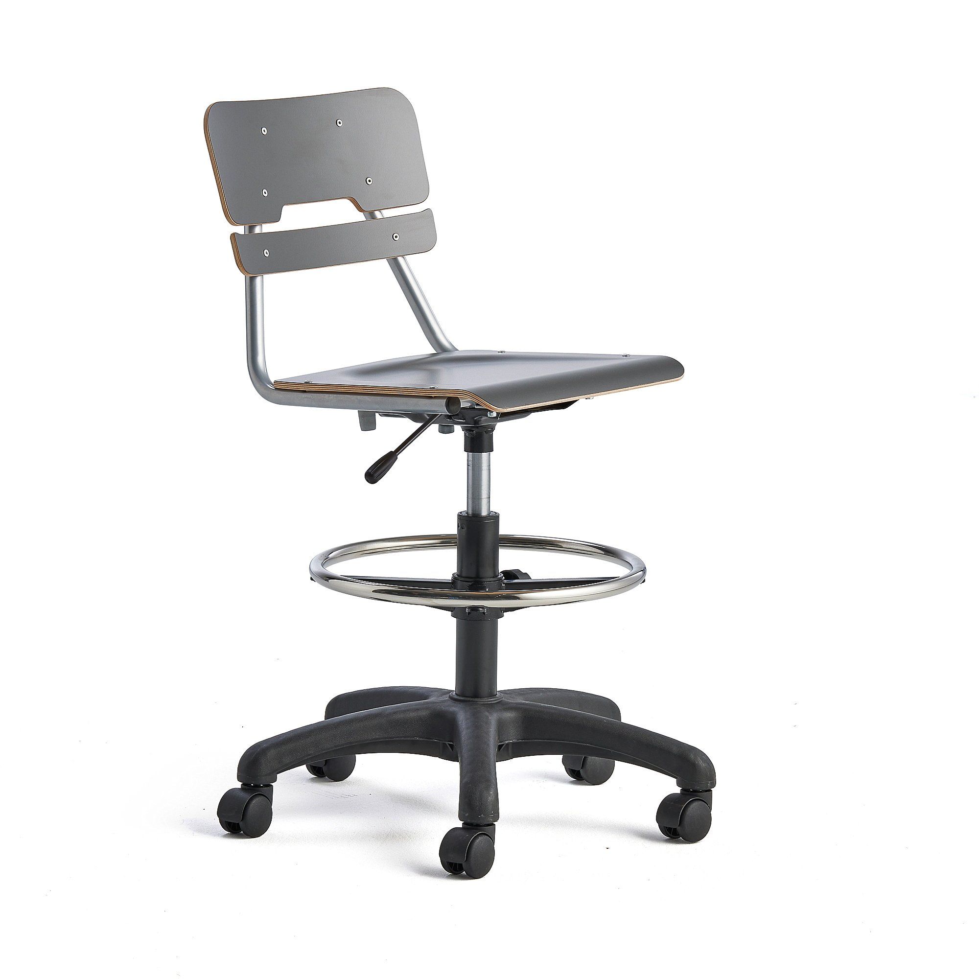 Otočná židle LEGERE, malý sedák, s kolečky, nastavitelná výška 530-720 mm, antracitově šedá