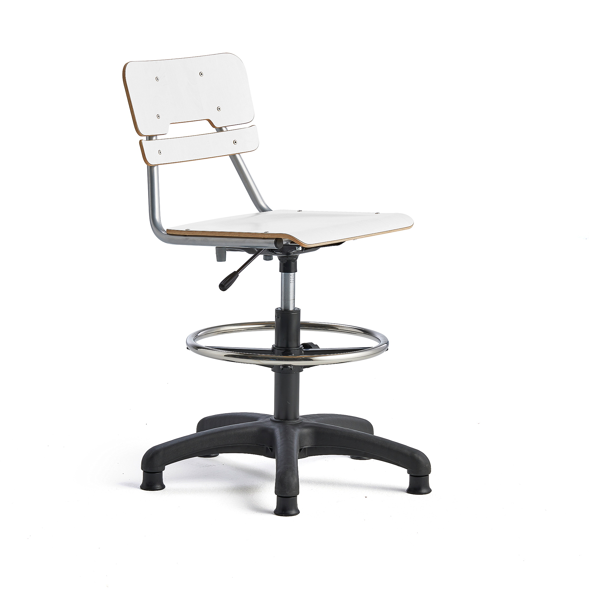 Otočná židle LEGERE, malý sedák, s kluzáky, nastavitelná výška 500-690 mm, bílá