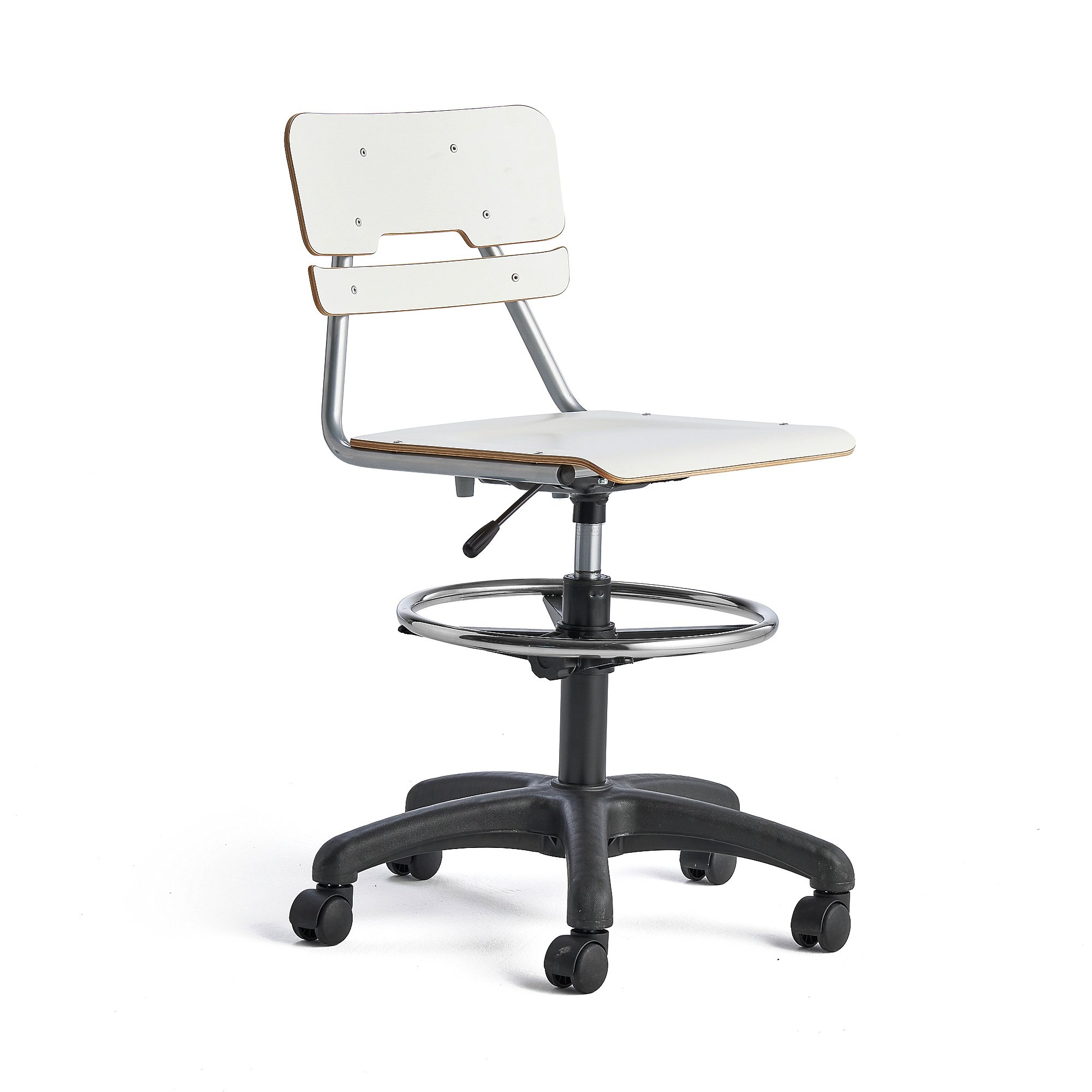 Otočná židle LEGERE, velký sedák, s kolečky, nastavitelná výška 530-720 mm, bílá