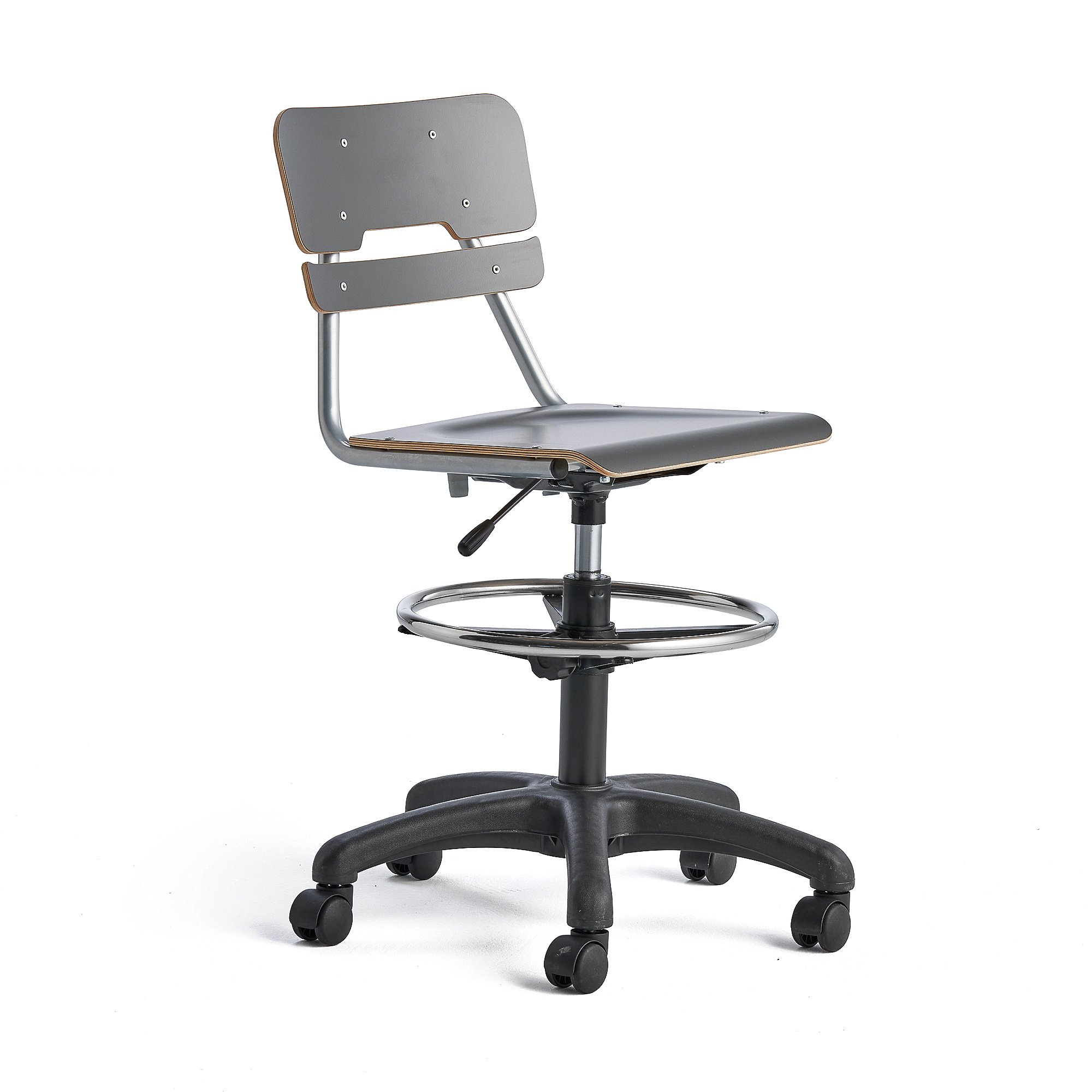 Otočná židle LEGERE, velký sedák, s kolečky, nastavitelná výška 530-720 mm, antracitově šedá