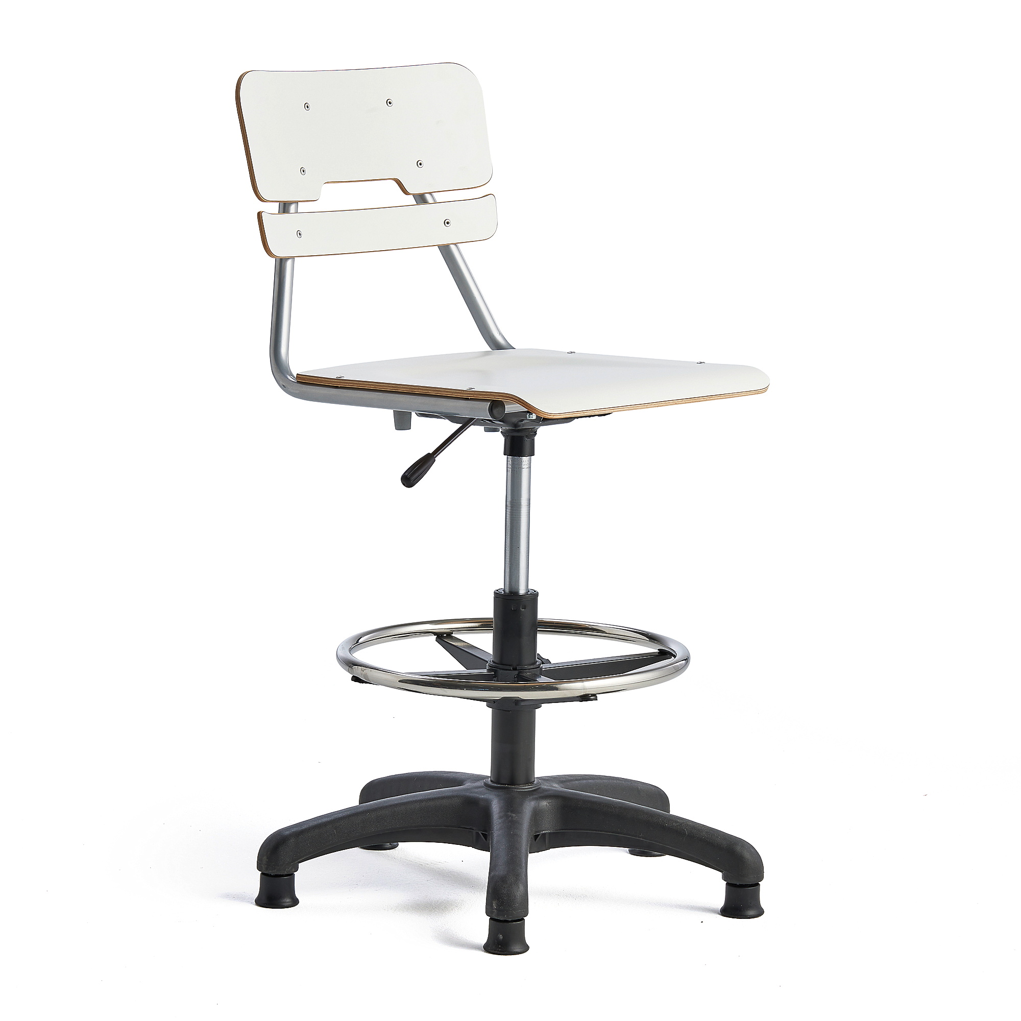Otočná židle LEGERE, velký sedák, s kluzáky, nastavitelná výška 500-690 mm, bílá