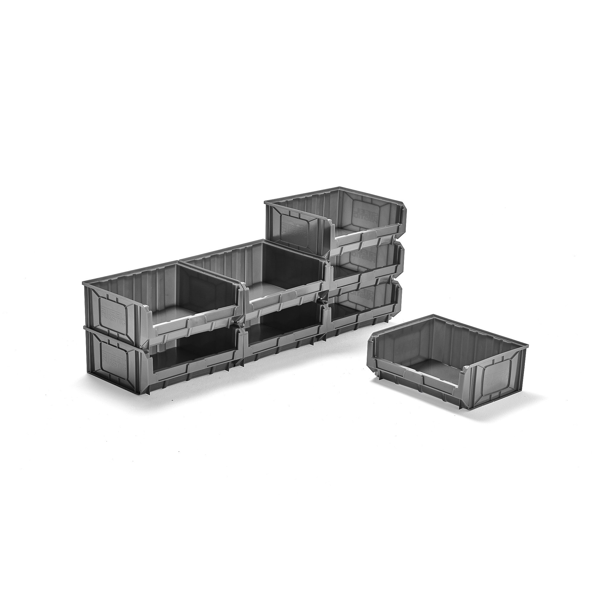 Plastové boxy APART, Š 410 x H 345 x V 165 mm, 8 ks, šedé