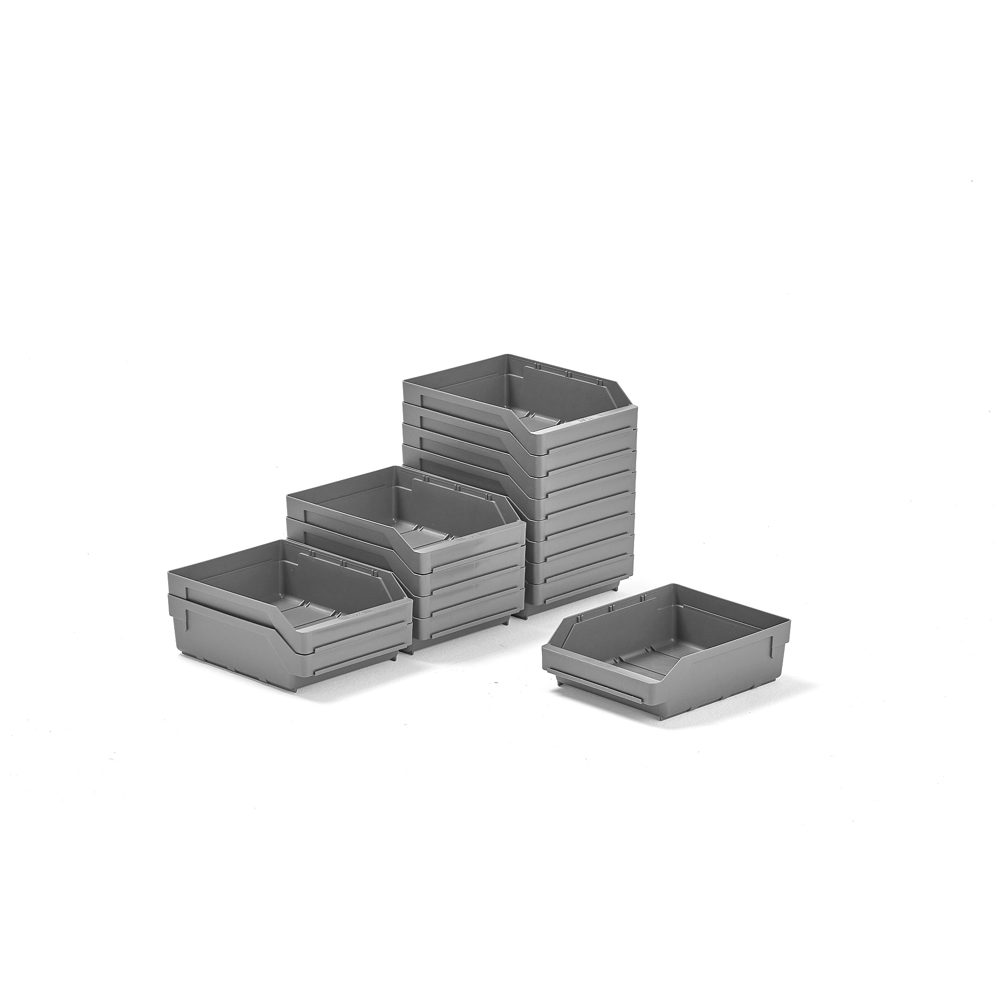 Plastové boxy na súčiastky REACH, 300x240x95 mm, 15 ks, šedé