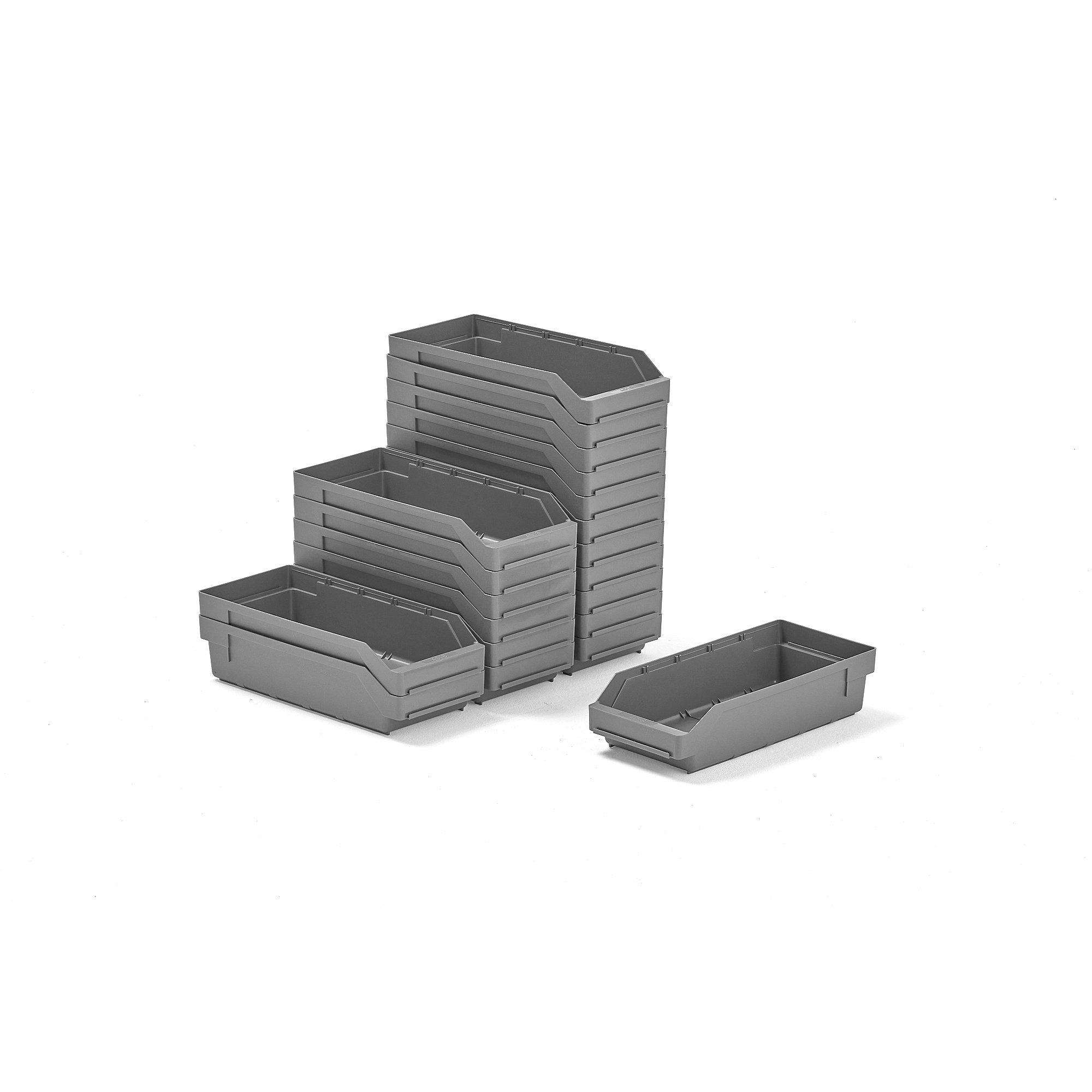 Plastové boxy na súčiastky REACH, 400x180x95 mm, 20 ks, šedé