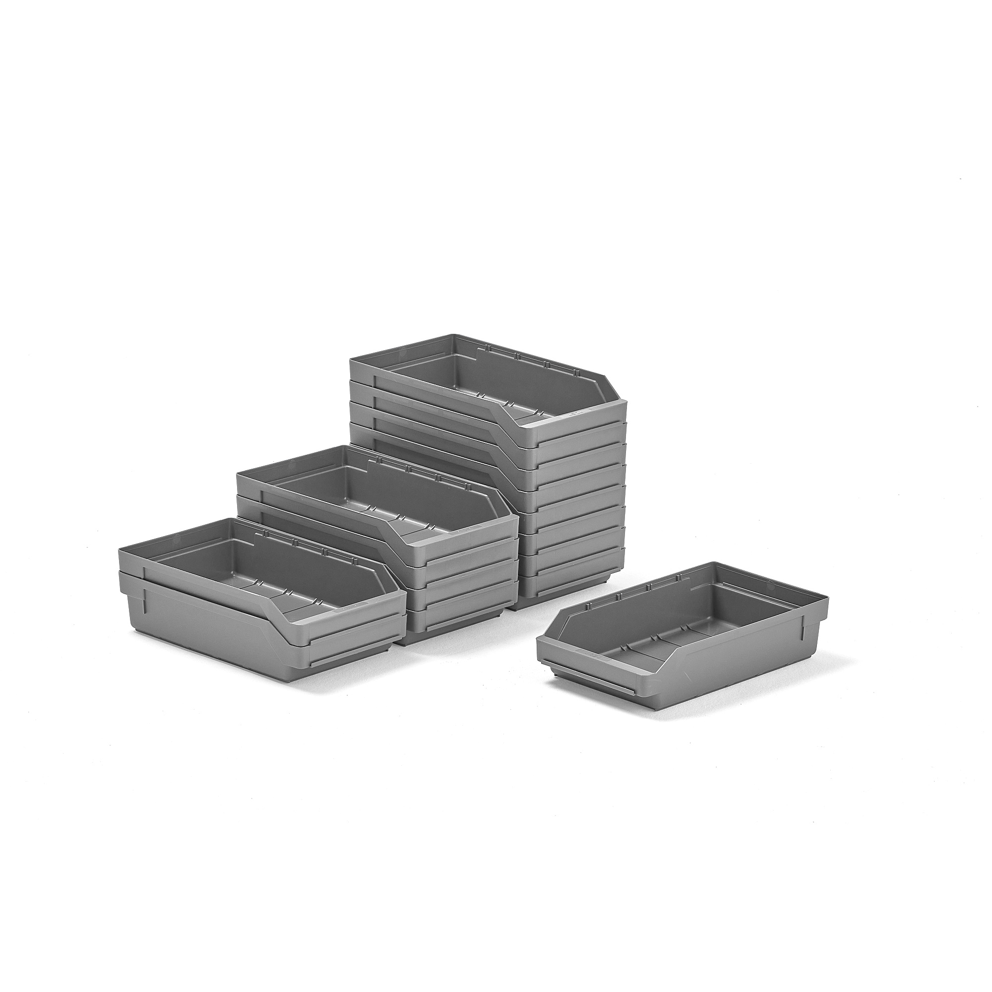 Plastové boxy na súčiastky REACH, 400x240x95 mm, 15 ks, šedé