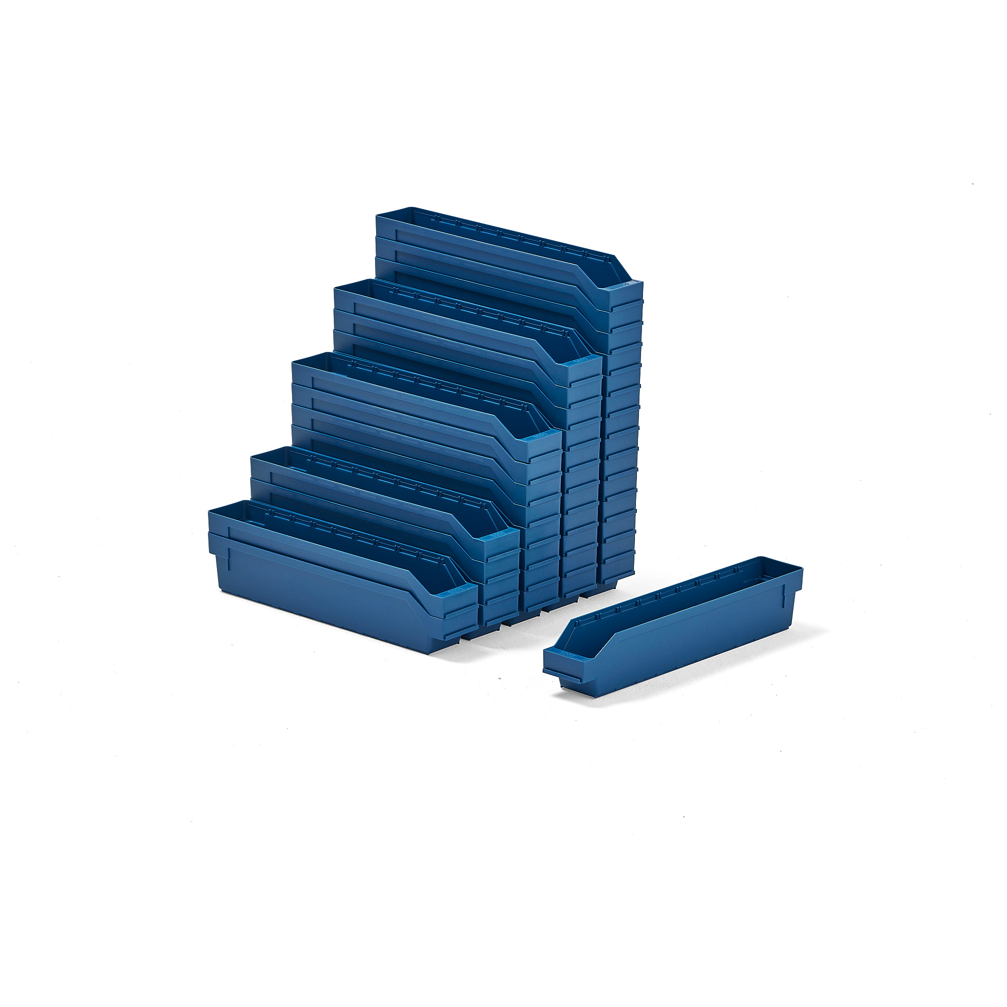 Plastové boxy na súčiastky REACH, 500x90x95 mm, 40 ks, modré