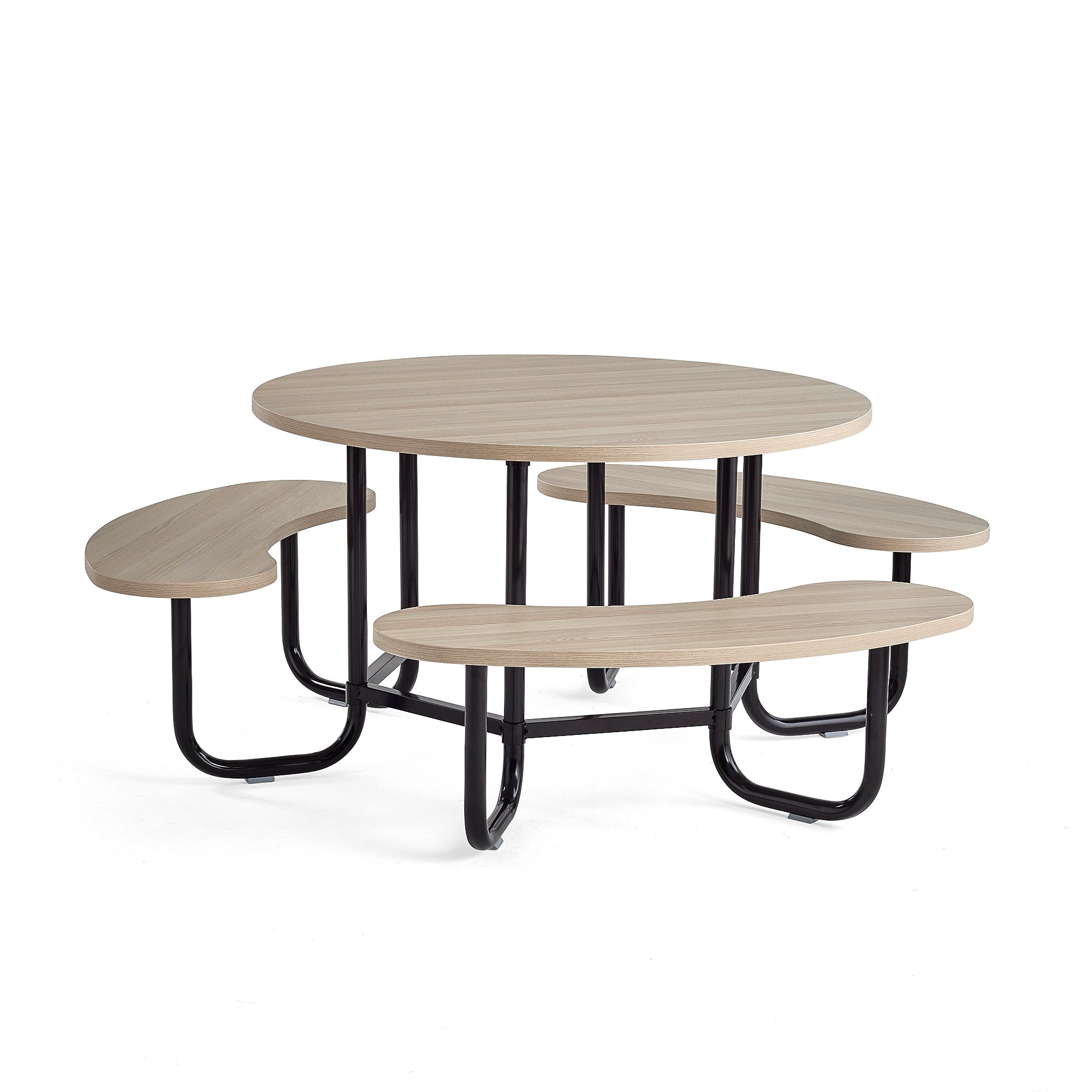 Levně Stůl s lavicemi OCTO, černá konstrukce, jasan