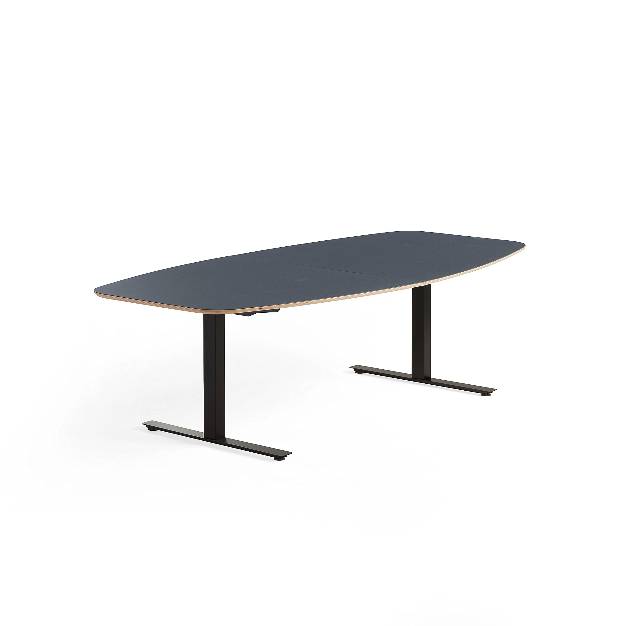 Rokovací stôl AUDREY, 2400x1200 mm, čierny rám, pastelová modrá doska