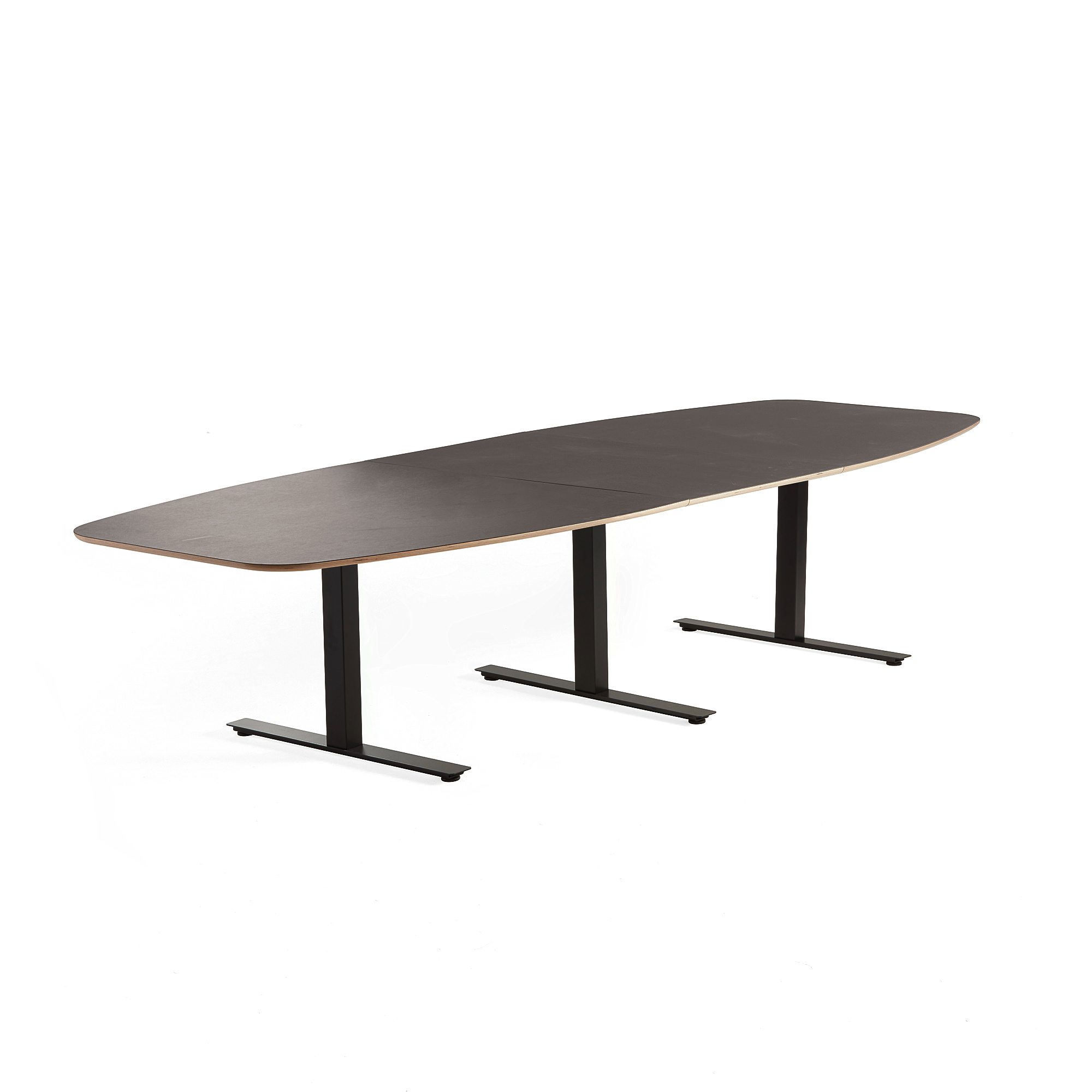 Rokovací stôl AUDREY, 3200x1200 mm, čierny rám, šedohnedá doska