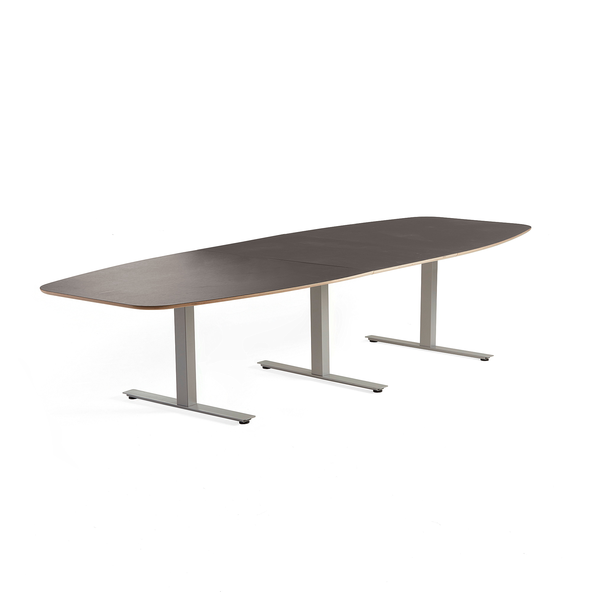 Rokovací stôl AUDREY, 3200x1200 mm, strieborný rám, šedohnedá doska