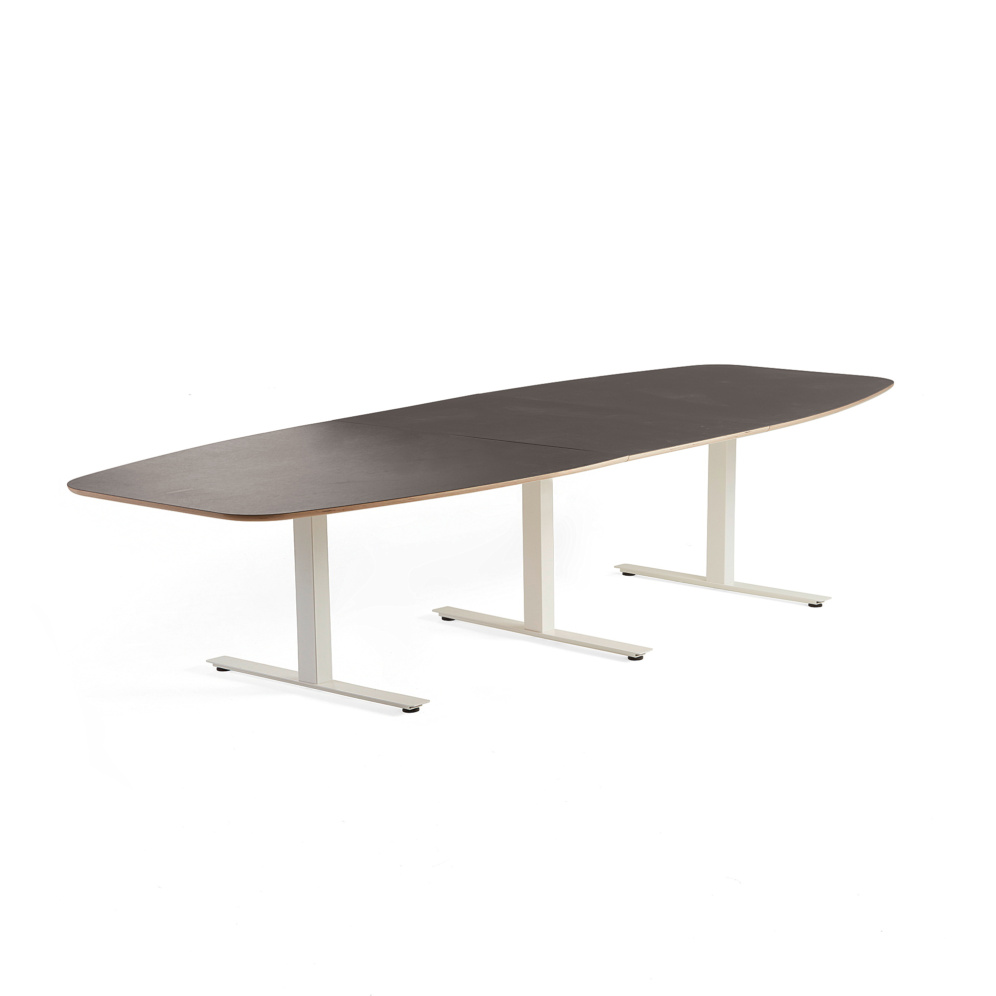 Rokovací stôl AUDREY, 3200x1200 mm, biely rám, šedohnedá doska