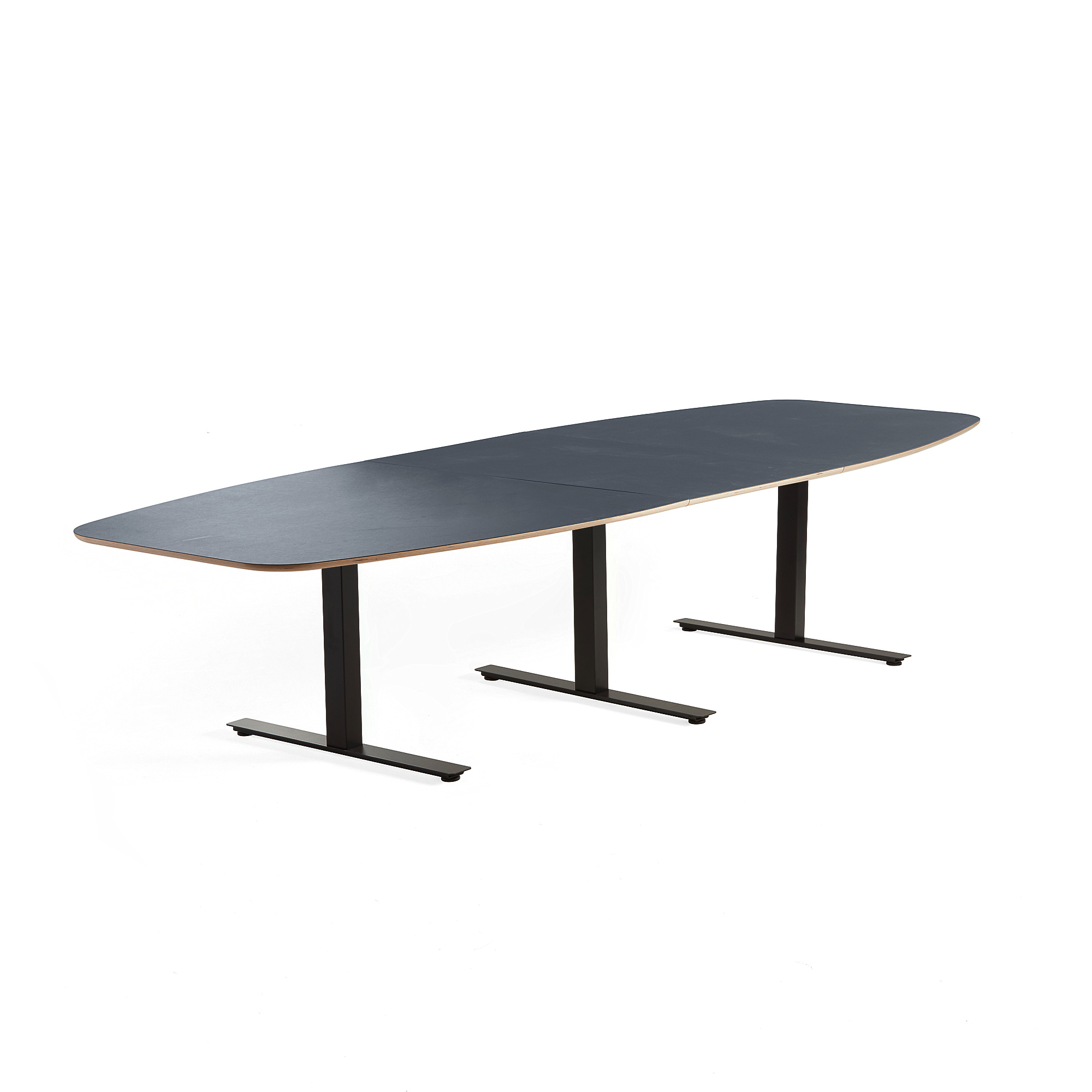 Rokovací stôl AUDREY, 3200x1200 mm, čierny rám, pastelová modrá doska