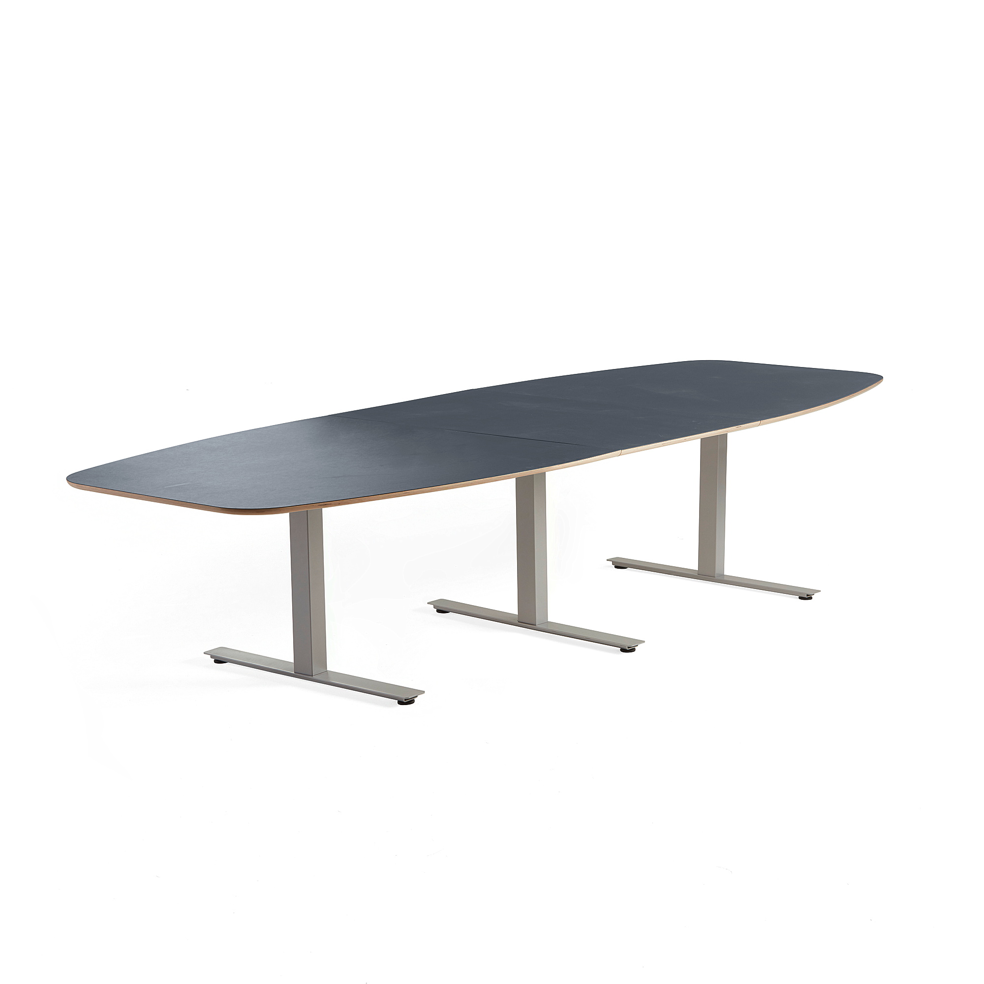 Rokovací stôl AUDREY, 2400x1200 mm, strieborný rám, pastelová modrá doska