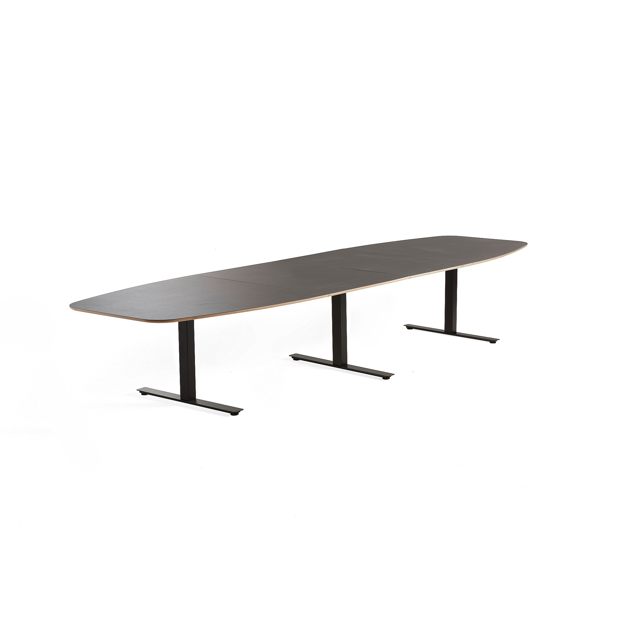 Rokovací stôl AUDREY, 4000x1200 mm, čierny rám, šedohnedá doska