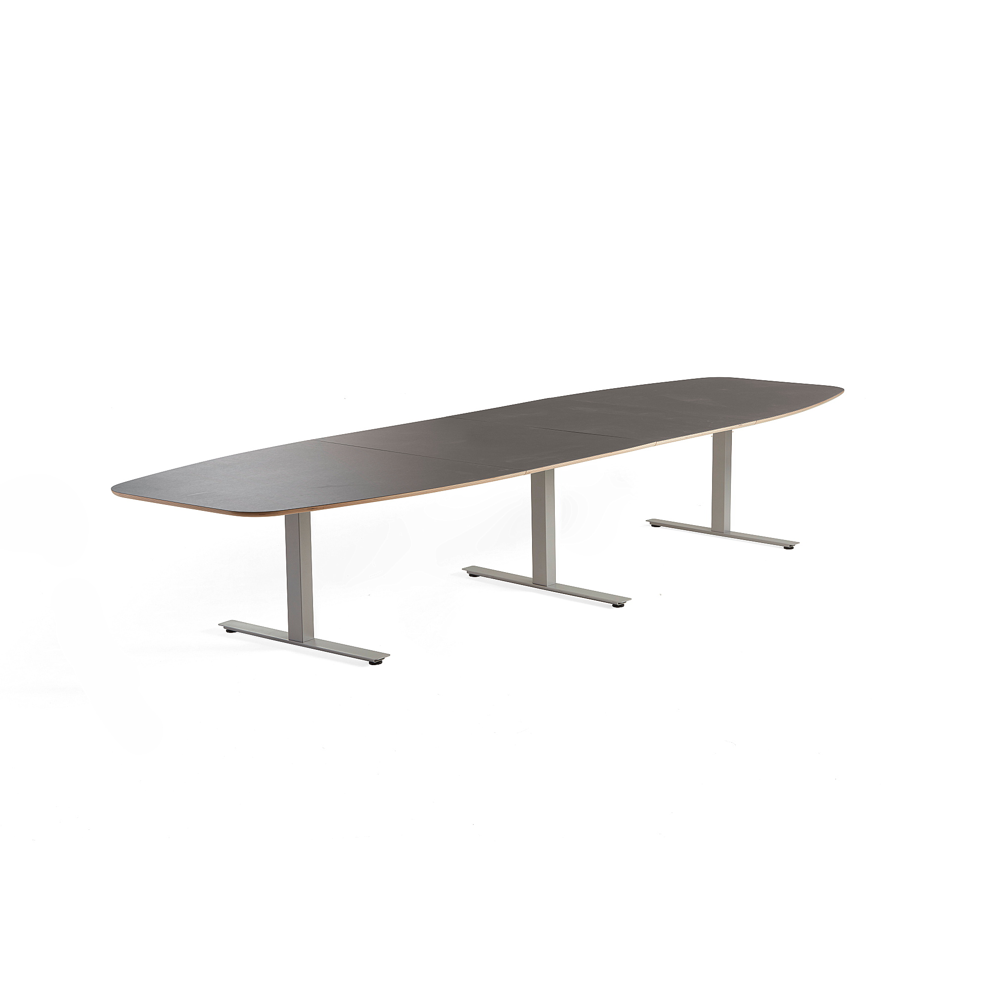 Rokovací stôl AUDREY, 4000x1200 mm, strieborný rám, šedohnedá doska