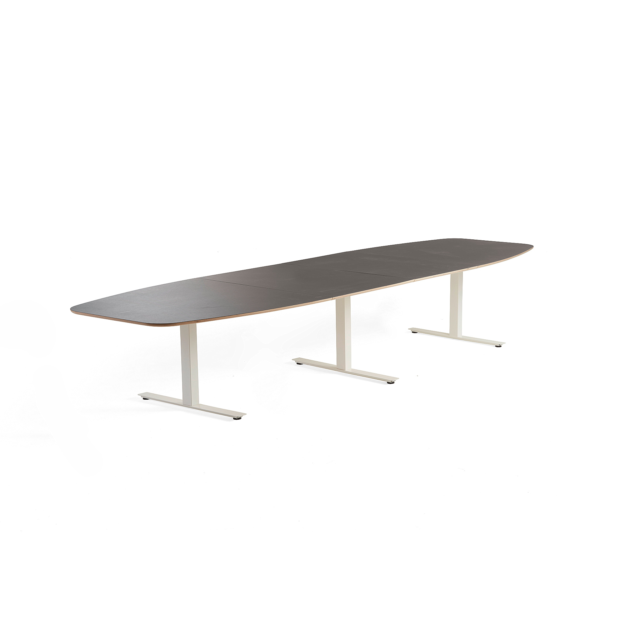 Rokovací stôl AUDREY, 4000x1200 mm, biely rám, šedohnedá doska