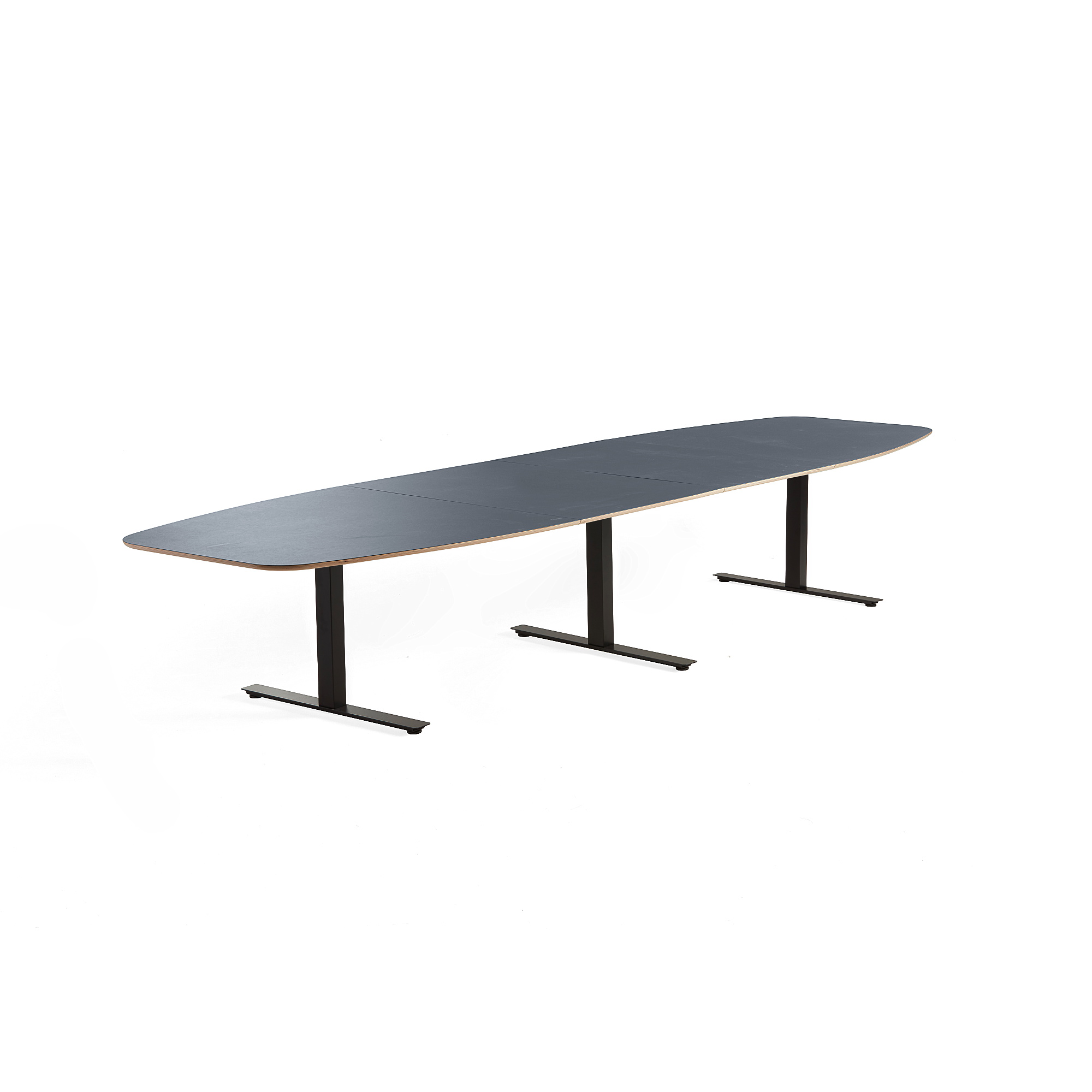 Rokovací stôl AUDREY, 4000x1200 mm, čierny rám, pastelová modrá doska
