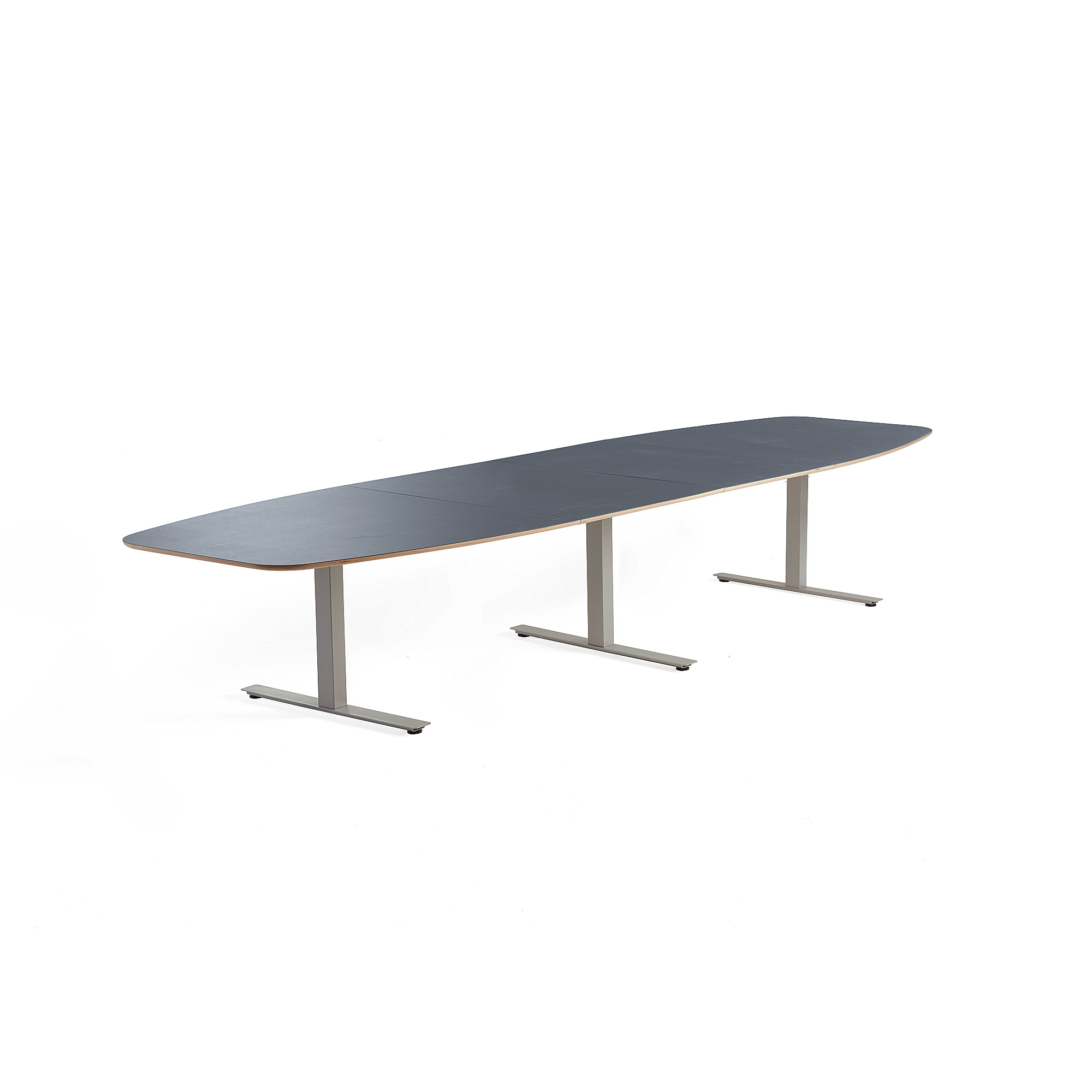 Rokovací stôl AUDREY, 4000x1200 mm, strieborný rám, pastelová modrá doska