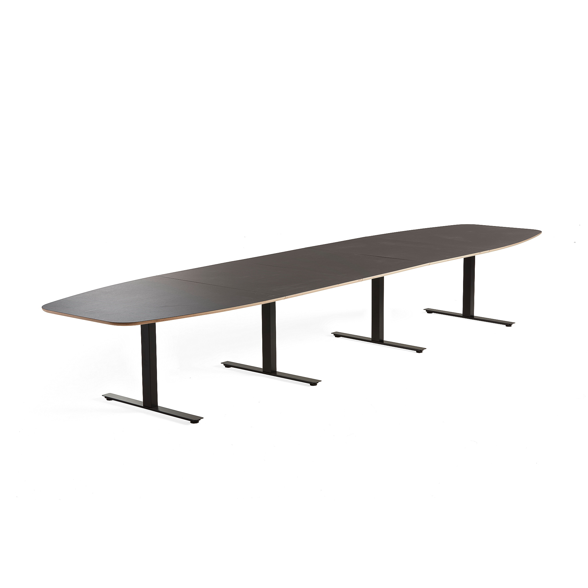 Rokovací stôl AUDREY, 4800x1200 mm, čierny rám, šedohnedá doska
