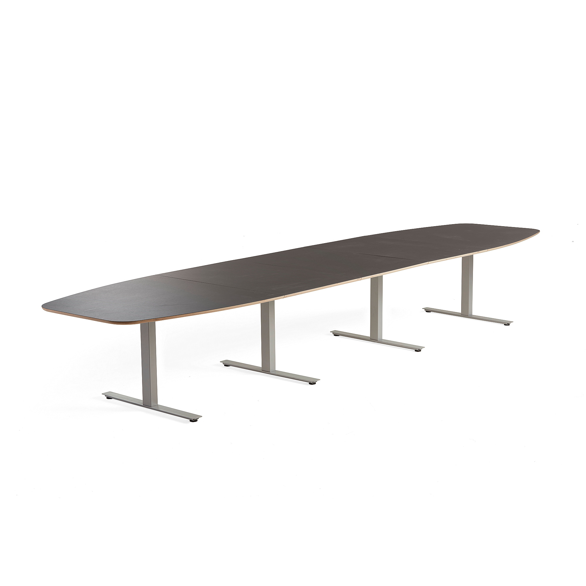 Rokovací stôl AUDREY, 4800x1200 mm, strieborný rám, šedohnedá doska