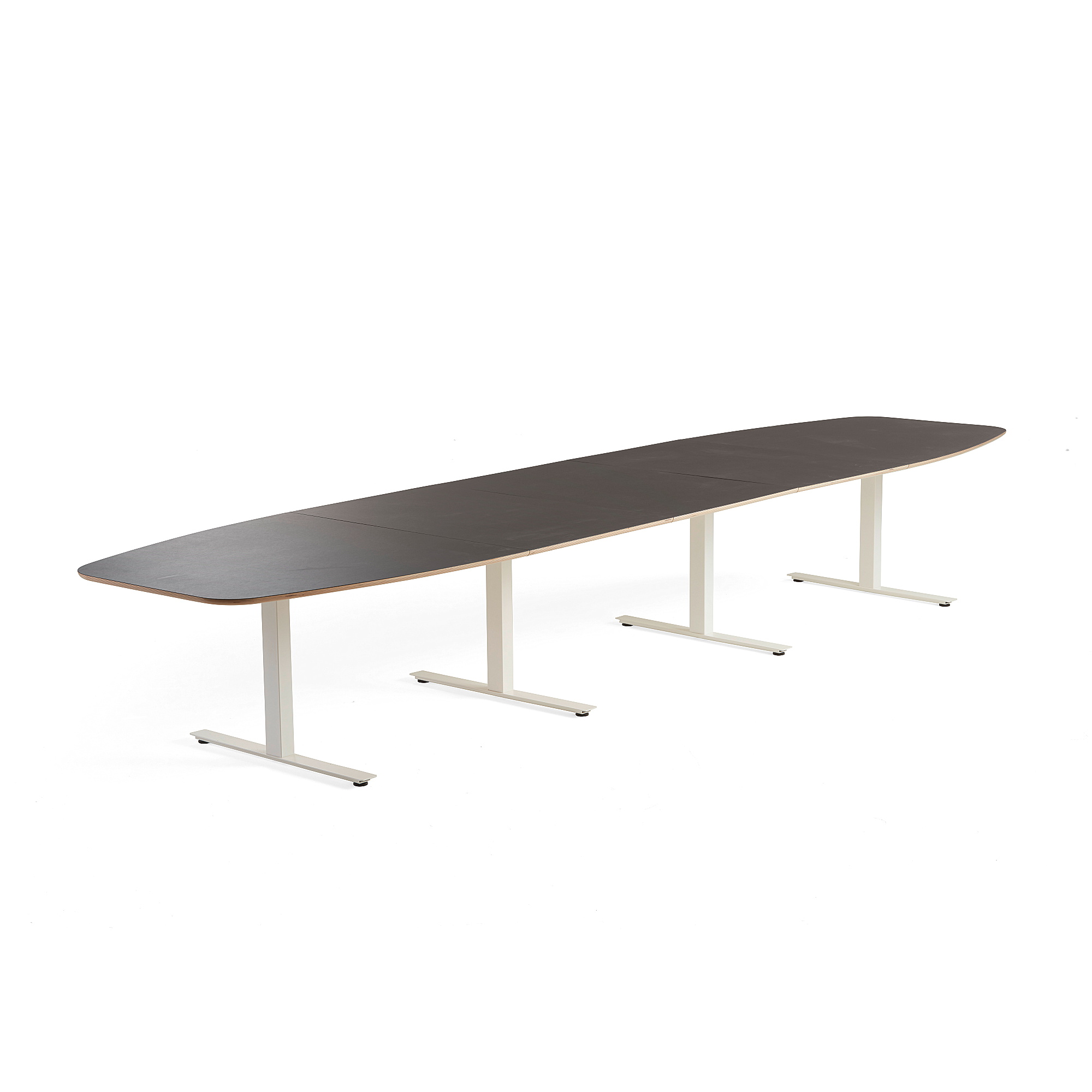 Jednací stůl AUDREY, 4800x1200 mm, bílý rám, šedohnědá deska