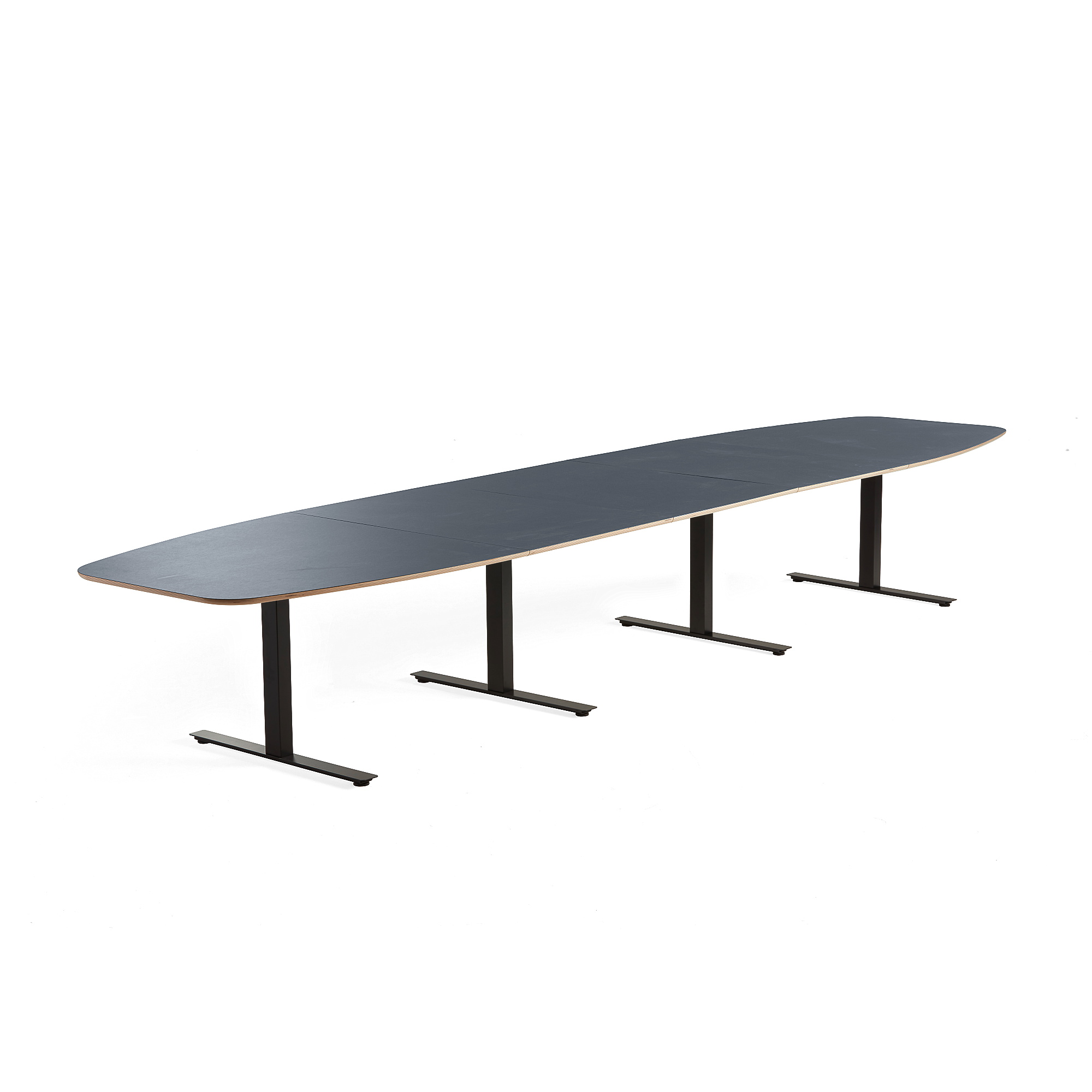Rokovací stôl AUDREY, 4800x1200 mm, čierny rám, pastelová modrá doska