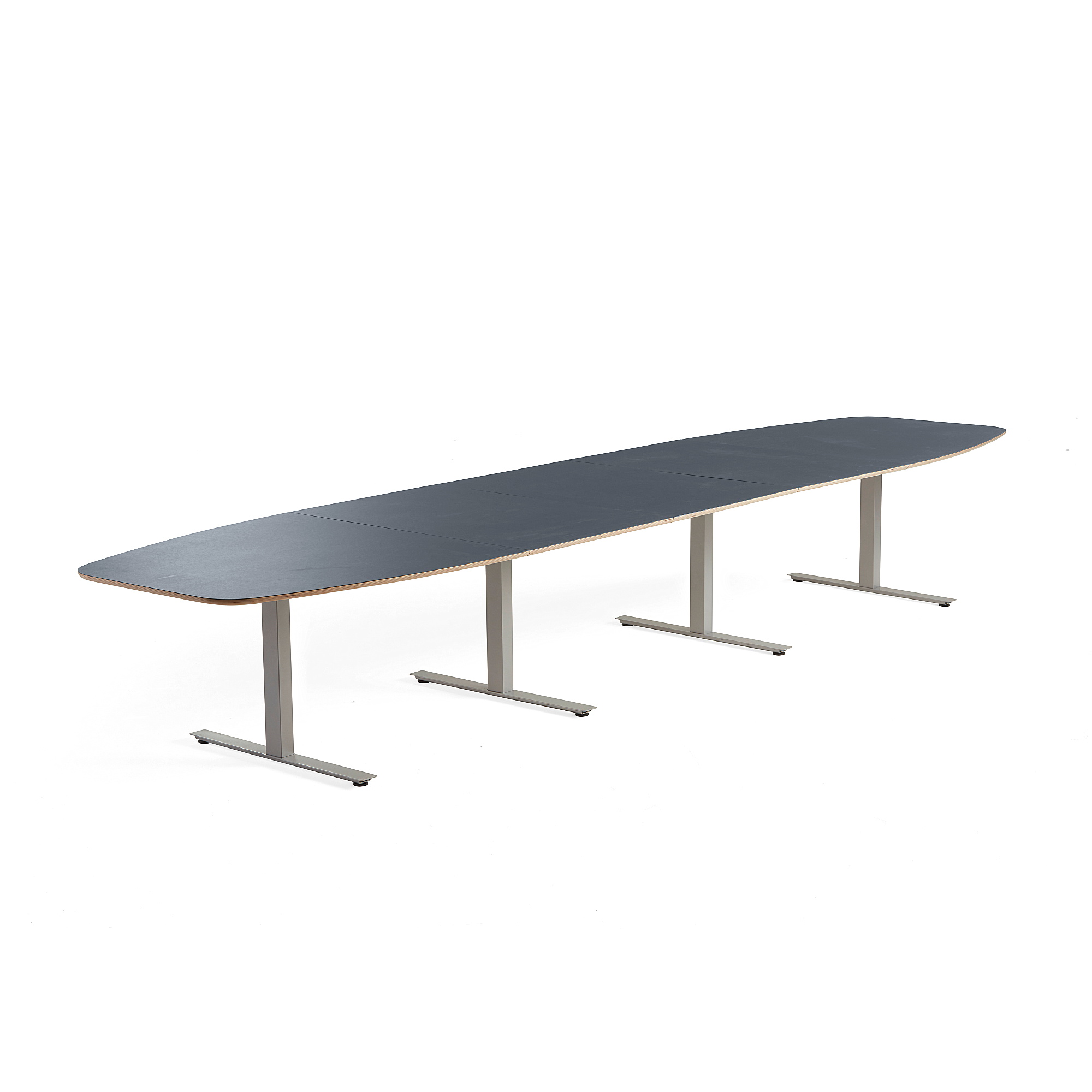 Jednací stůl AUDREY, 4800x1200 mm, stříbrný rám, šedomodrá deska