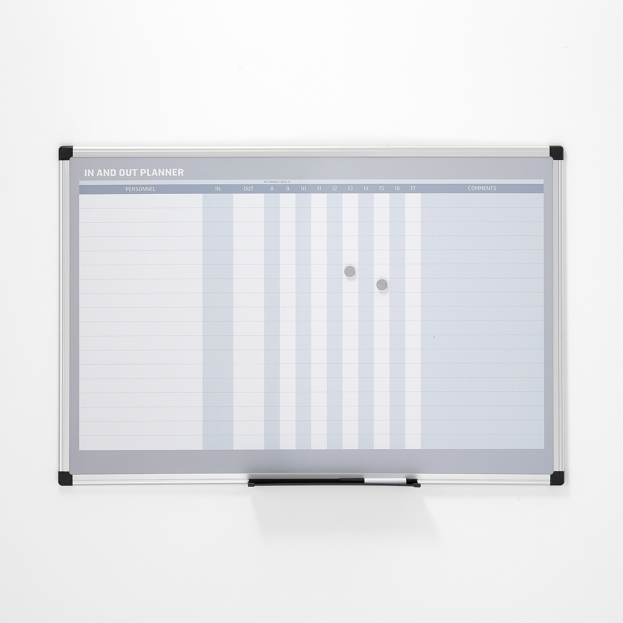 E-shop Biela magnetická tabuľa MABEL, na dochádzku, 900x600 mm