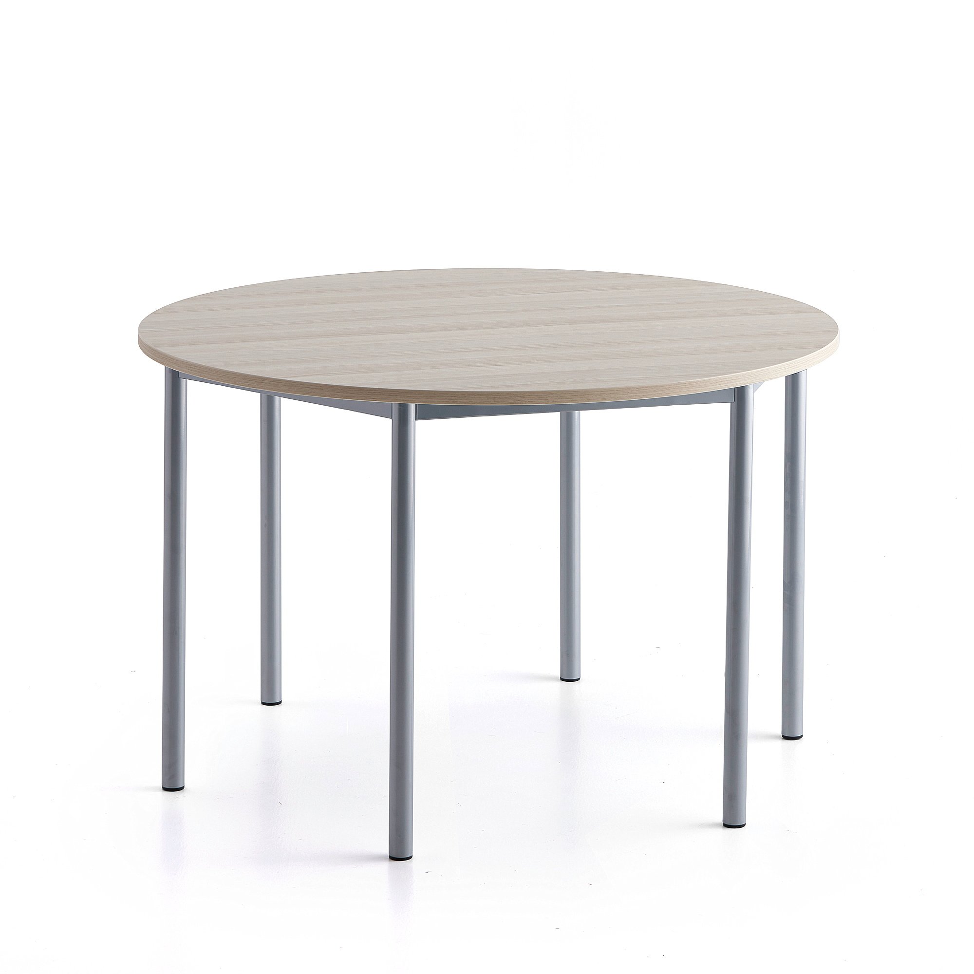 Stůl BORÅS PLUS, Ø1200x760 mm, stříbrné nohy, HPL deska, jasan
