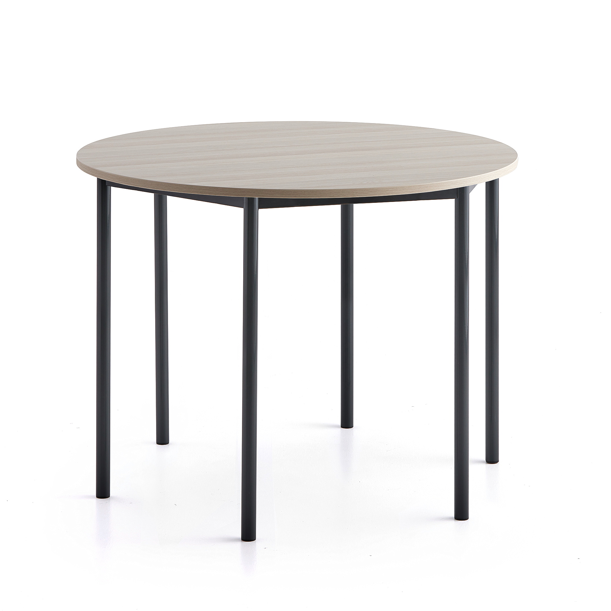 Stůl SONITUS PLUS, Ø1200x900 mm, antracitově šedé nohy, HPL deska tlumící hluk, jasan