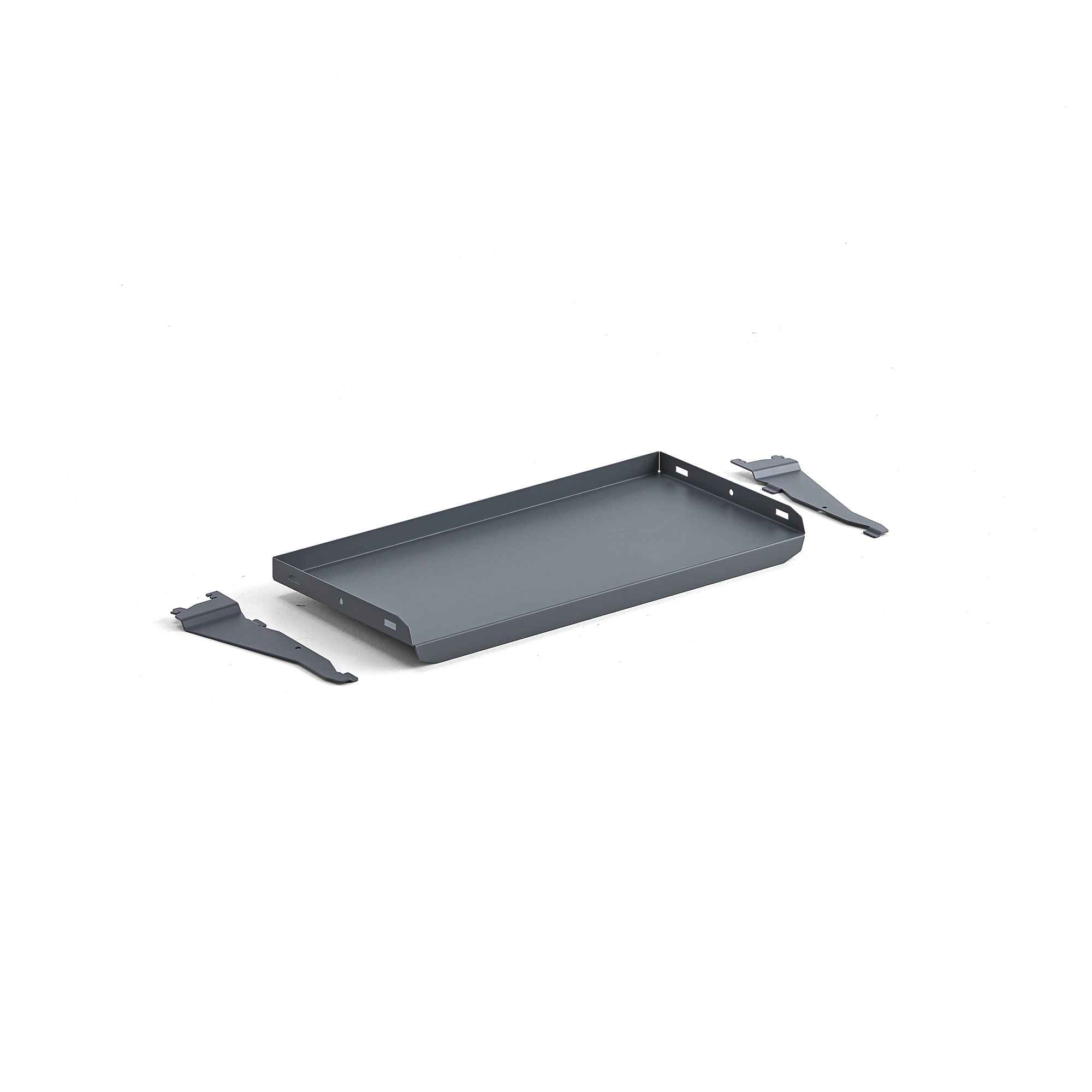 E-shop Naklonená kovová polica pre stôl ROBUST/SOLID, 670x300 mm, tmavošedá