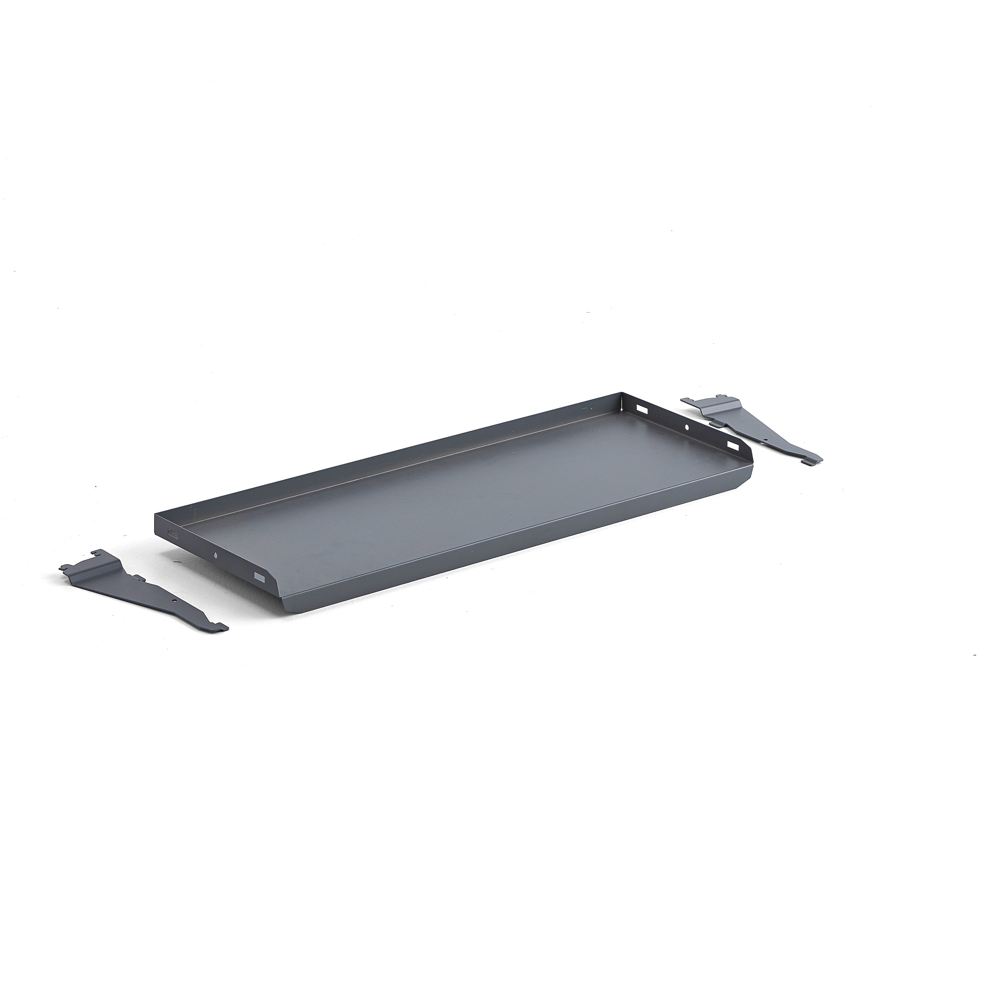 E-shop Naklonená kovová polica pre stôl ROBUST/SOLID, 900x300 mm, tmavošedá
