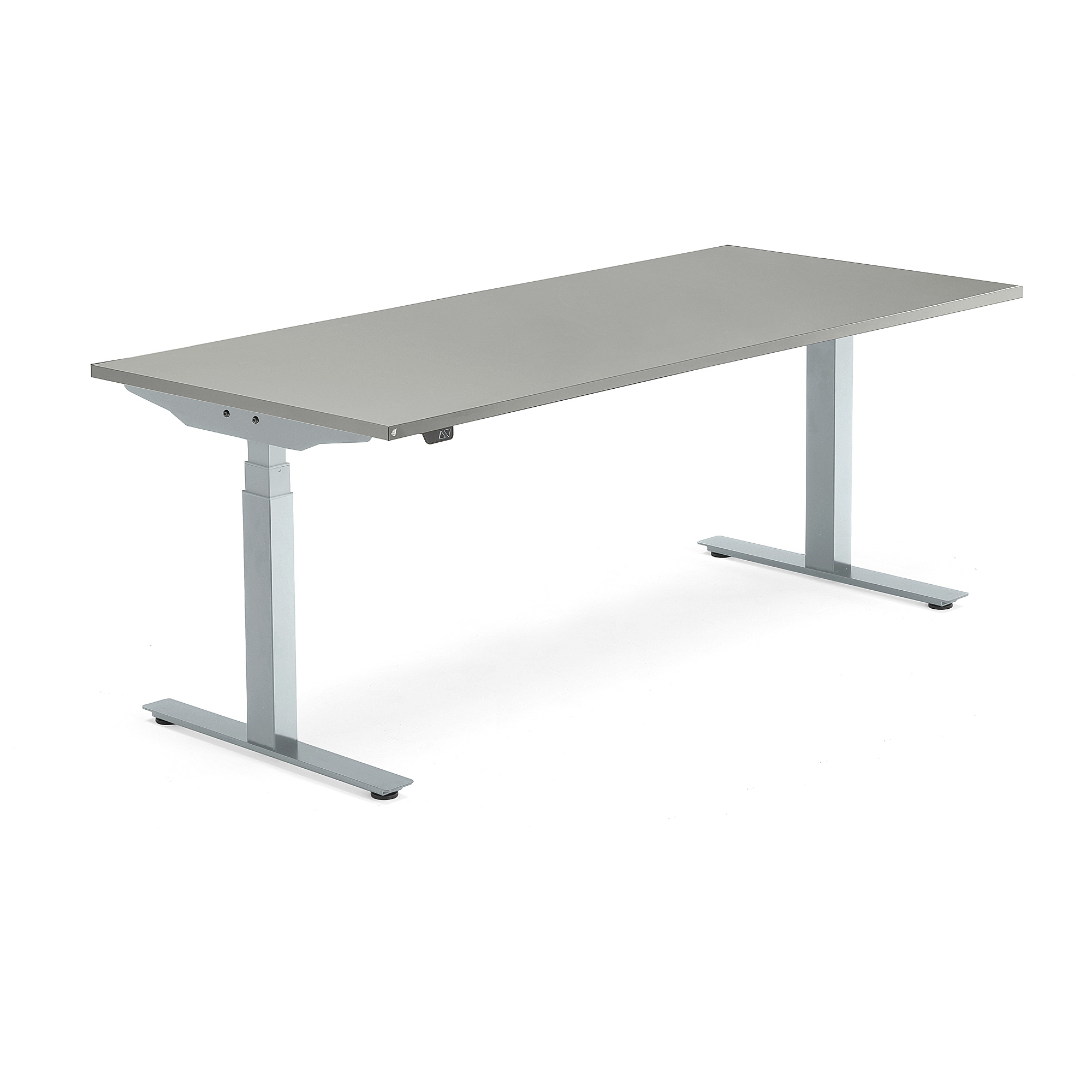 Výškově nastavitelný stůl MODULUS, 1800x800 mm, stříbrný rám, světle šedá