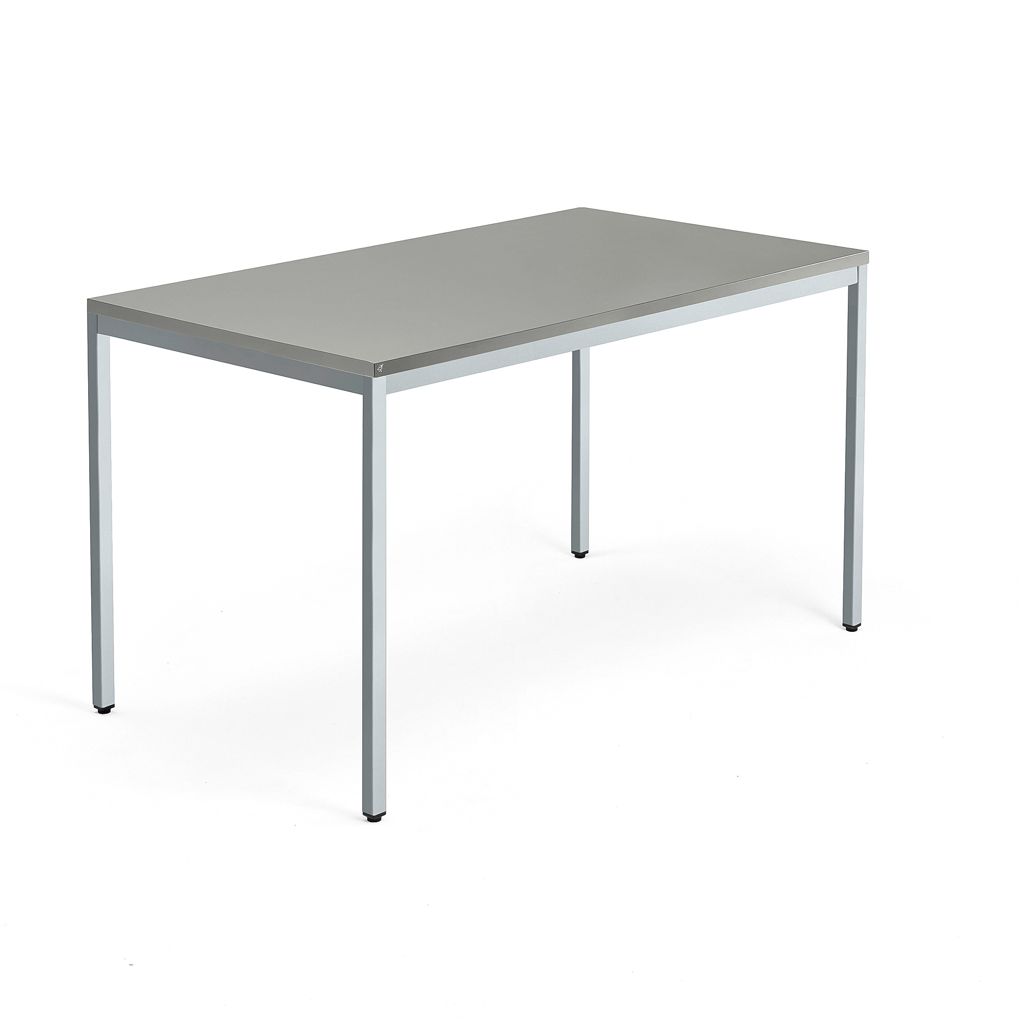 Psací stůl QBUS, 4 nohy, 1400x800 mm, stříbrný rám, světle šedá