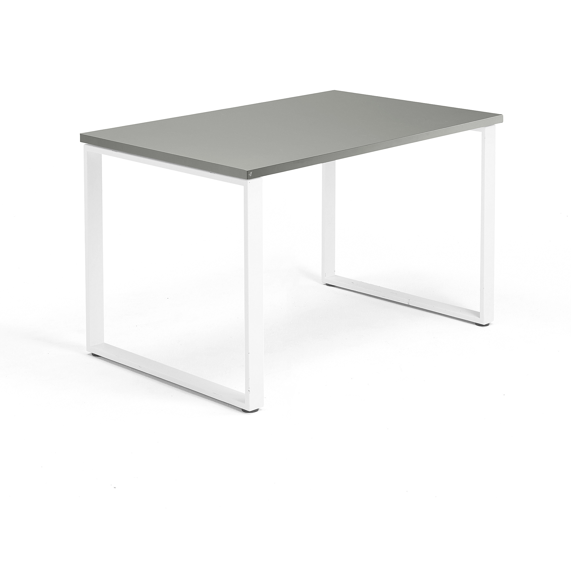 Levně Psací stůl QBUS, O-podnož, 1200x800 mm, bílý rám, světle šedá