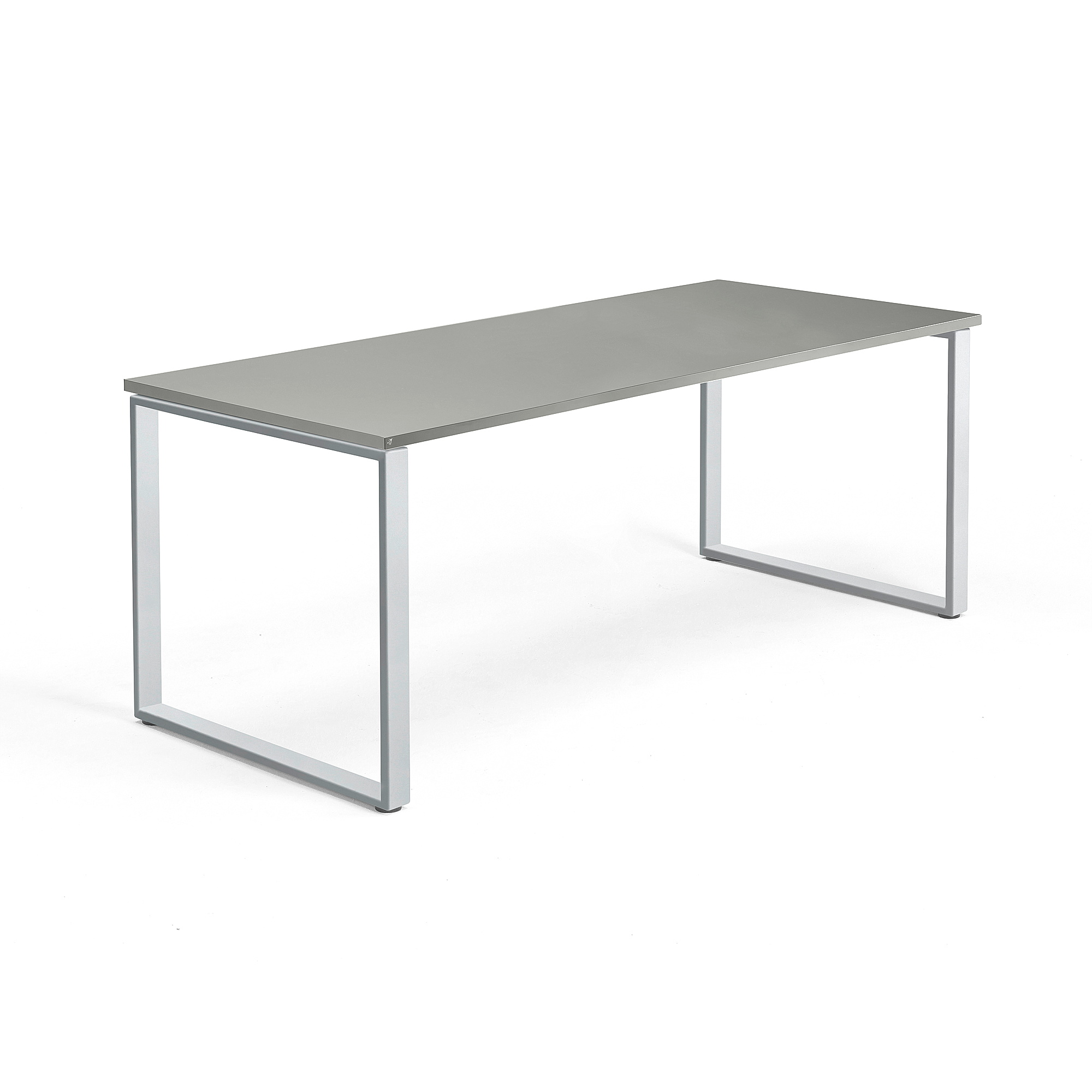 Psací stůl QBUS, O-podnož, 1800x800 mm, stříbrný rám, světle šedá