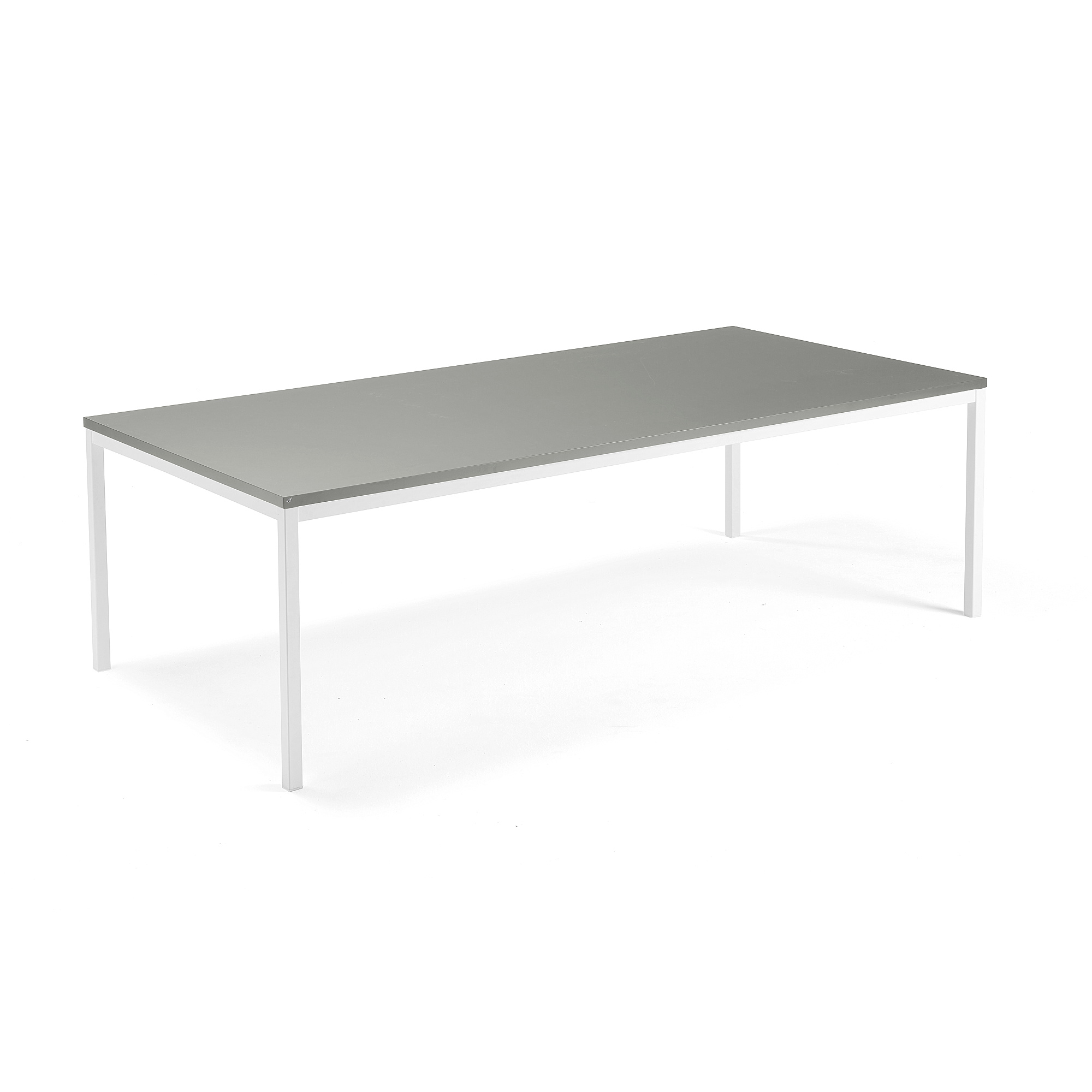 Rokovací stôl QBUS, 2400x1200 mm, klasická podnož, biela, svetlošedá