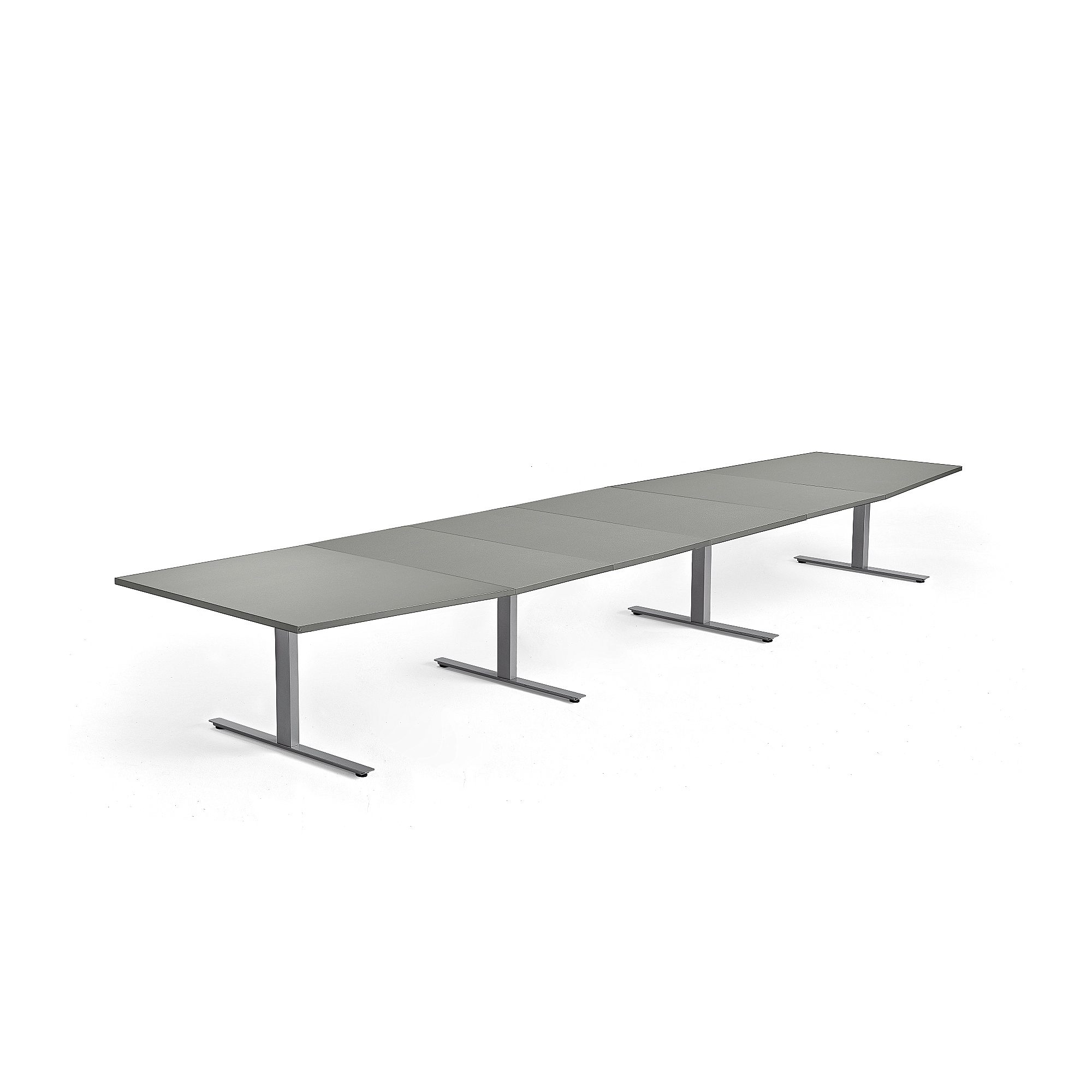 Rokovací stôl MODULUS, 5600x1200 mm, T-rám, strieborná, svetlošedá