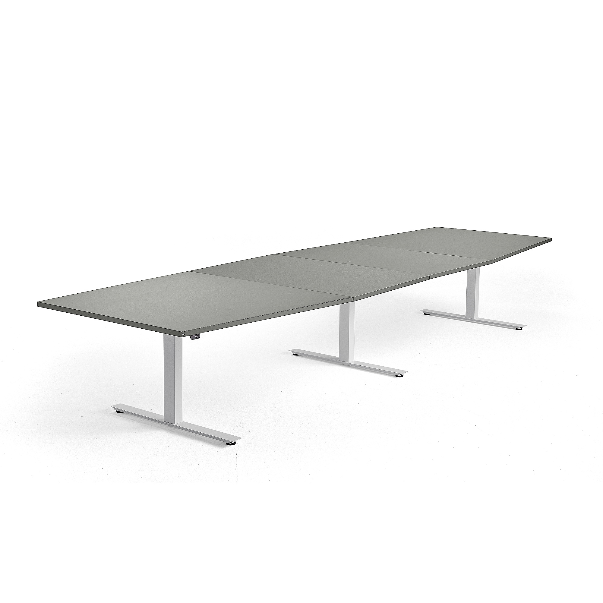 Nastaviteľný rokovací stôl MODULUS, 4000x1200 mm, biela, svetlošedá